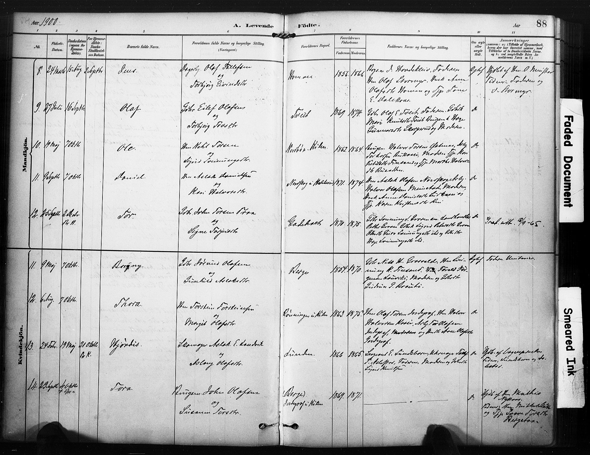 Kviteseid kirkebøker, SAKO/A-276/F/Fa/L0008: Parish register (official) no. I 8, 1882-1903, p. 88
