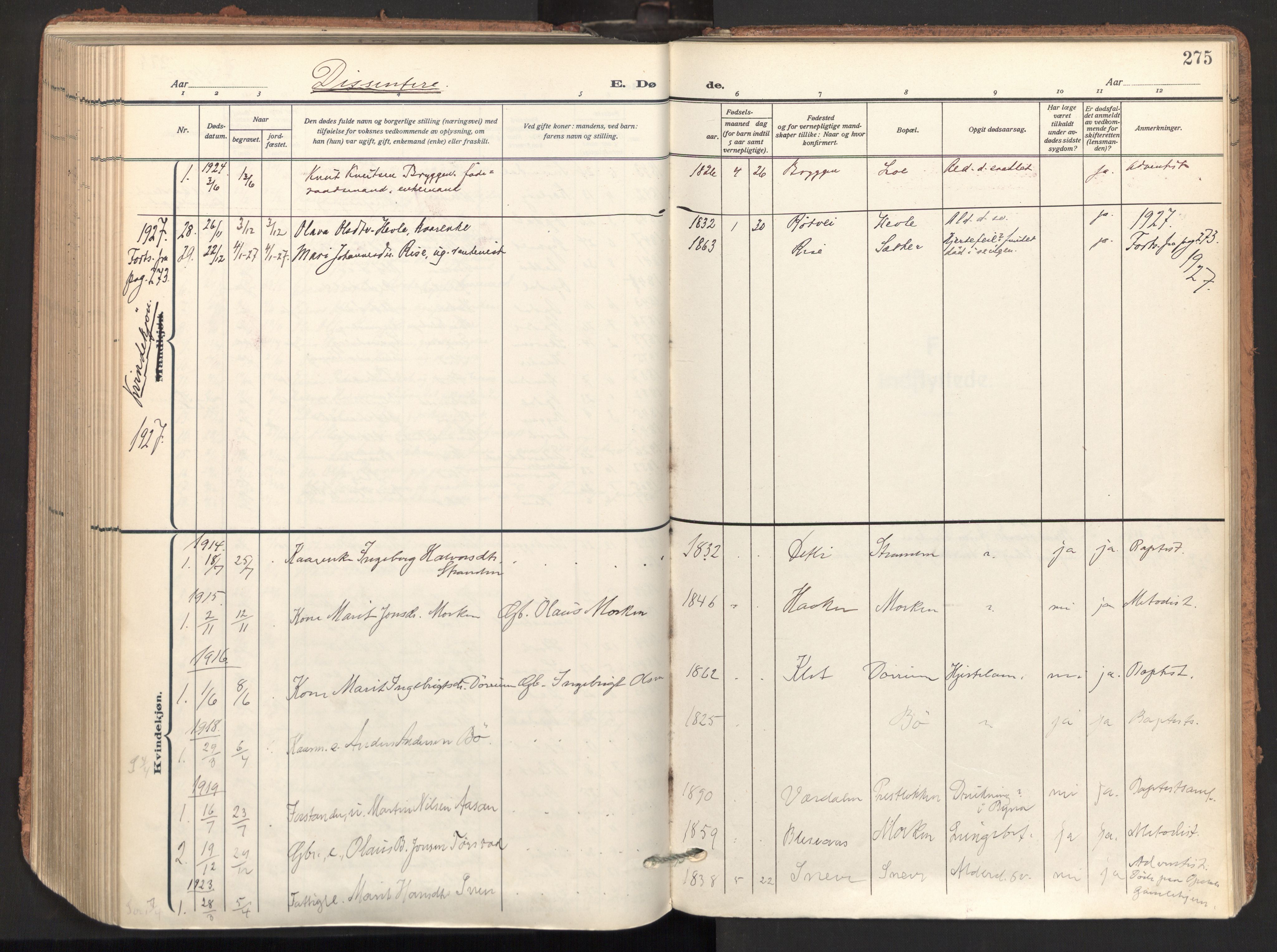 Ministerialprotokoller, klokkerbøker og fødselsregistre - Sør-Trøndelag, SAT/A-1456/678/L0909: Parish register (official) no. 678A17, 1912-1930, p. 275