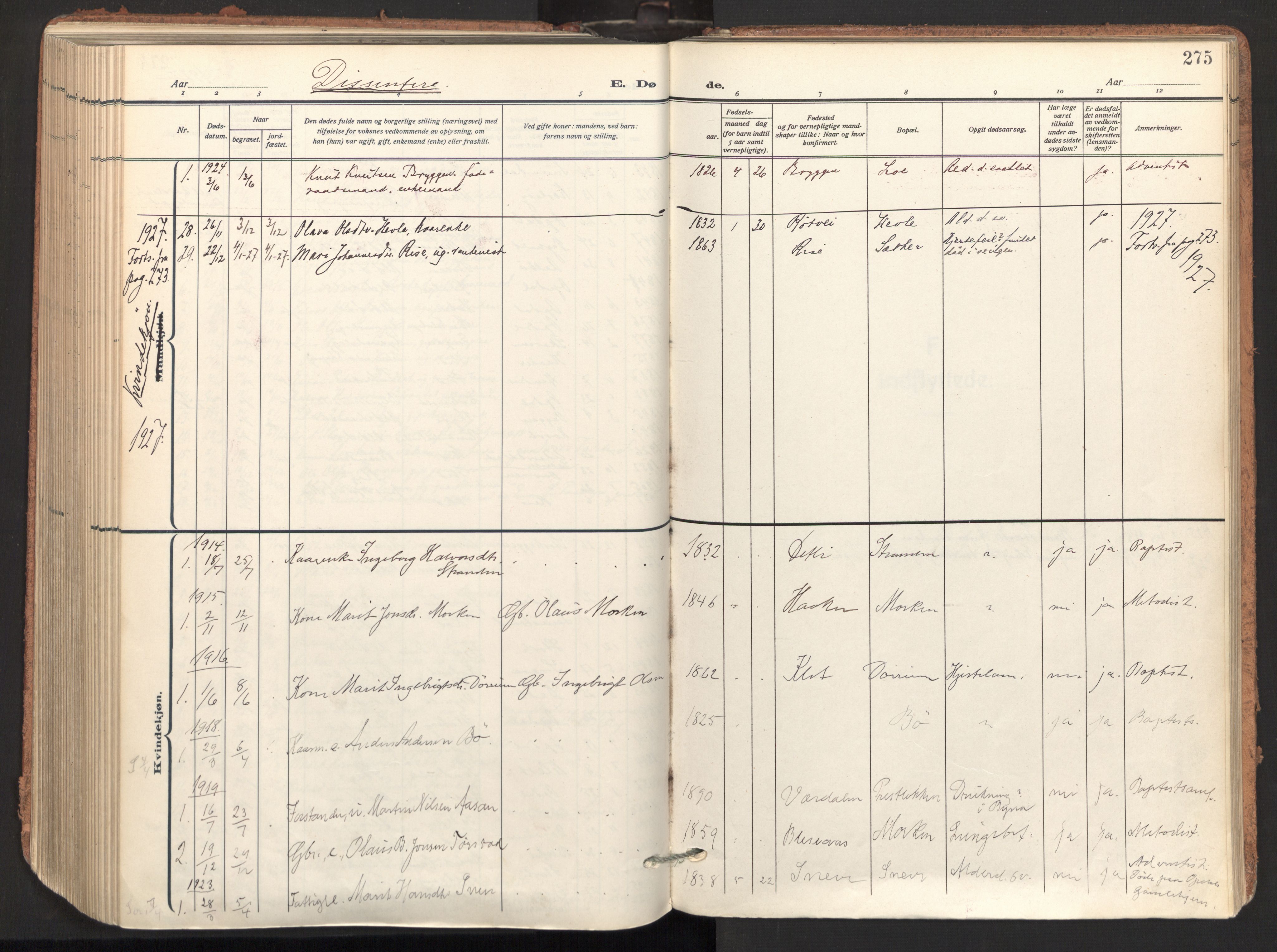 Ministerialprotokoller, klokkerbøker og fødselsregistre - Sør-Trøndelag, AV/SAT-A-1456/678/L0909: Parish register (official) no. 678A17, 1912-1930, p. 275