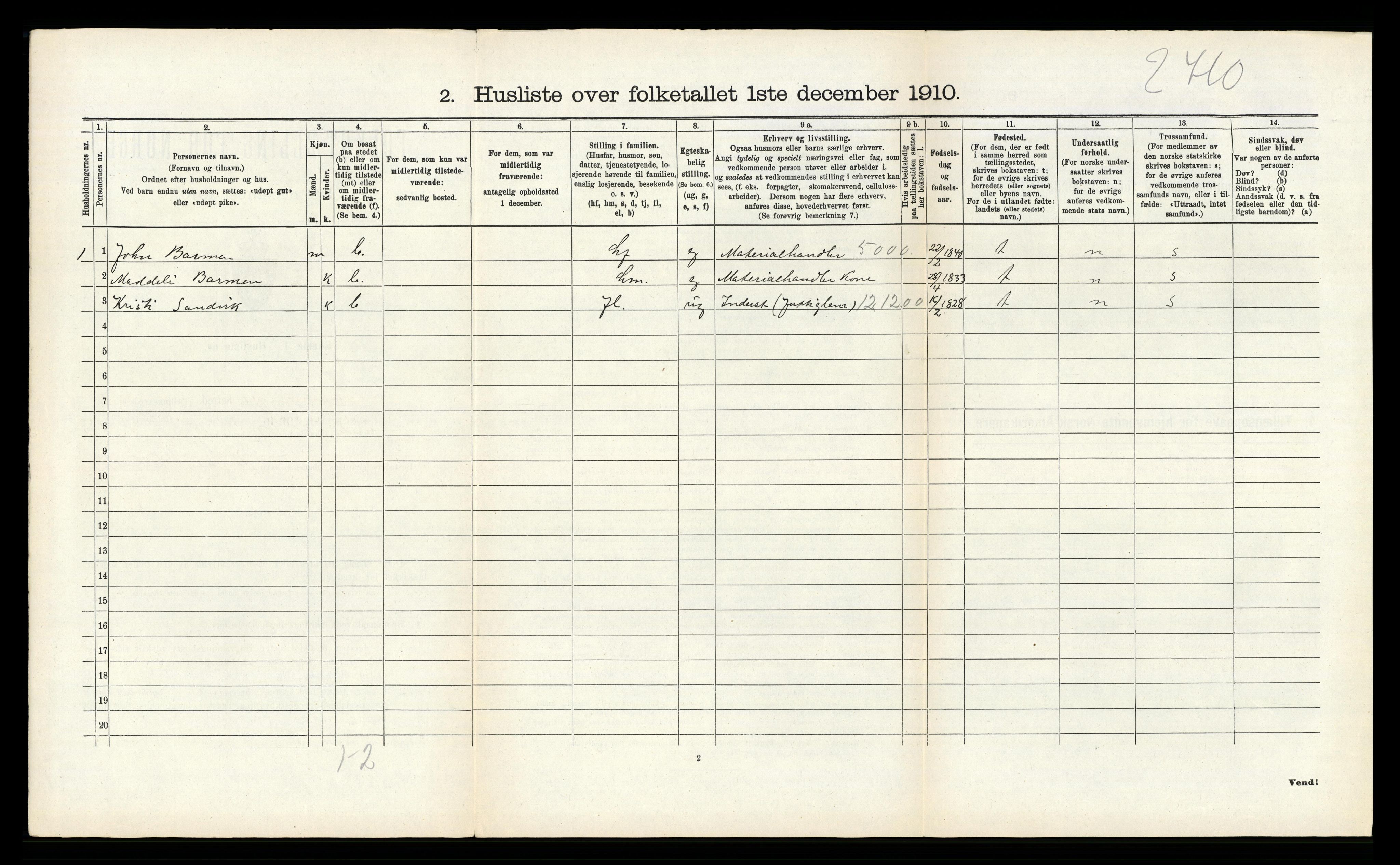 RA, 1910 census for Samnanger, 1910, p. 574