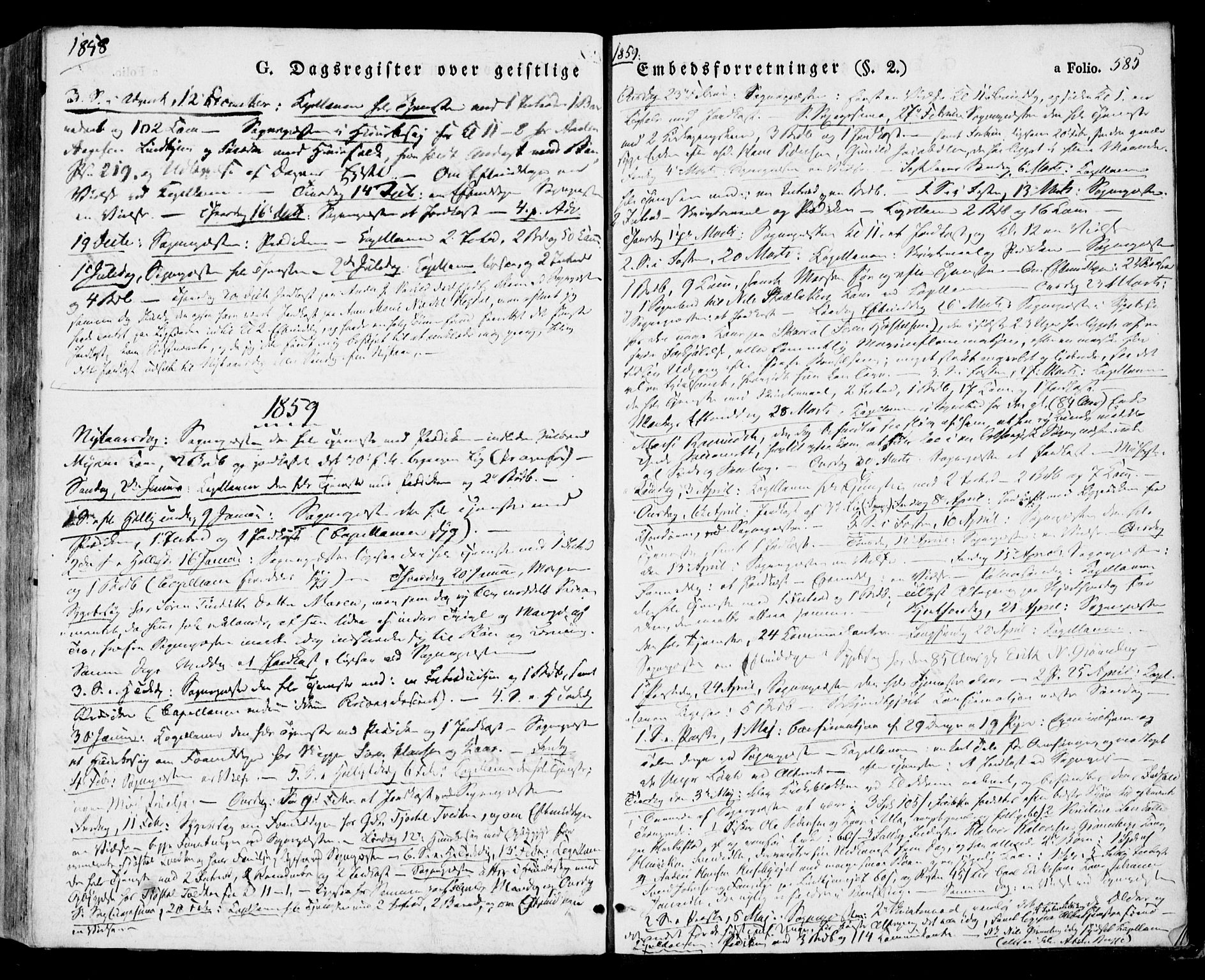 Tjølling kirkebøker, SAKO/A-60/F/Fa/L0006: Parish register (official) no. 6, 1835-1859, p. 585