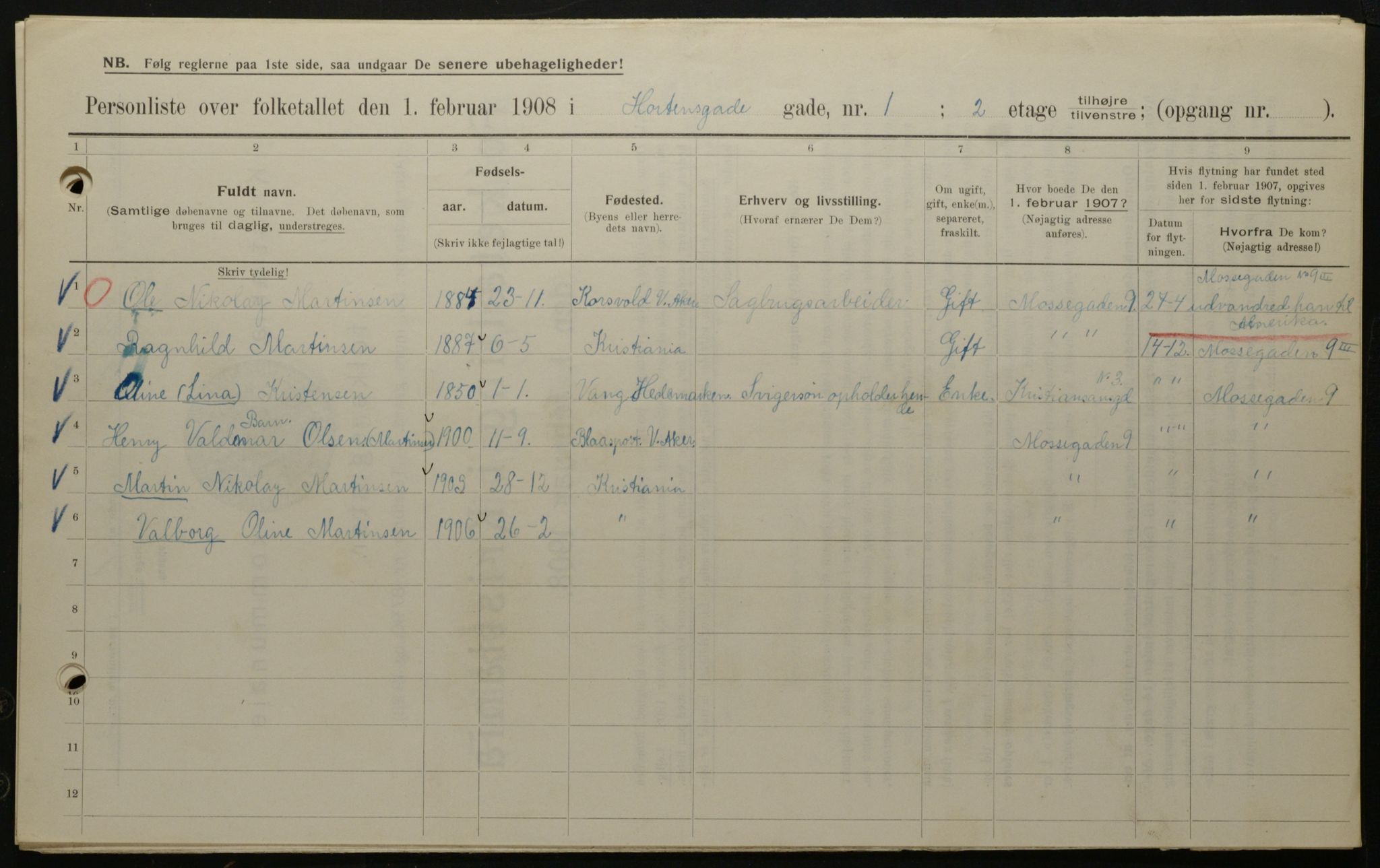 OBA, Municipal Census 1908 for Kristiania, 1908, p. 37236