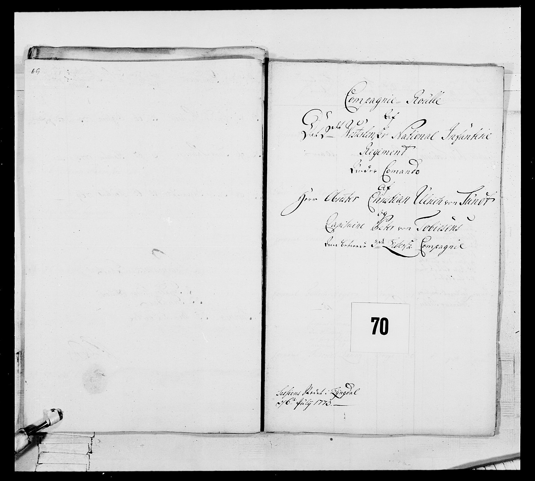 Generalitets- og kommissariatskollegiet, Det kongelige norske kommissariatskollegium, RA/EA-5420/E/Eh/L0105: 2. Vesterlenske nasjonale infanteriregiment, 1766-1773, p. 442