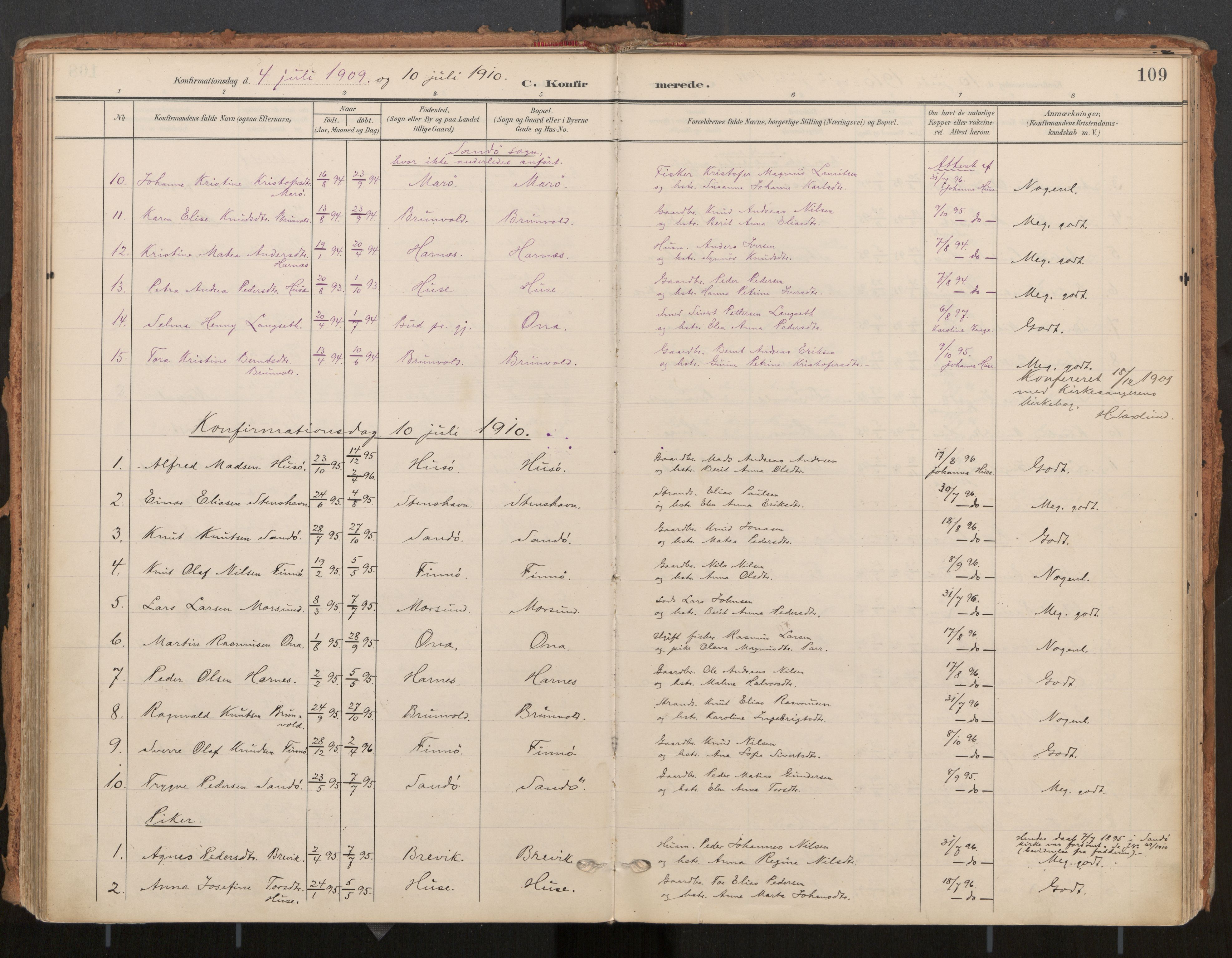 Ministerialprotokoller, klokkerbøker og fødselsregistre - Møre og Romsdal, AV/SAT-A-1454/561/L0730: Parish register (official) no. 561A04, 1901-1929, p. 109