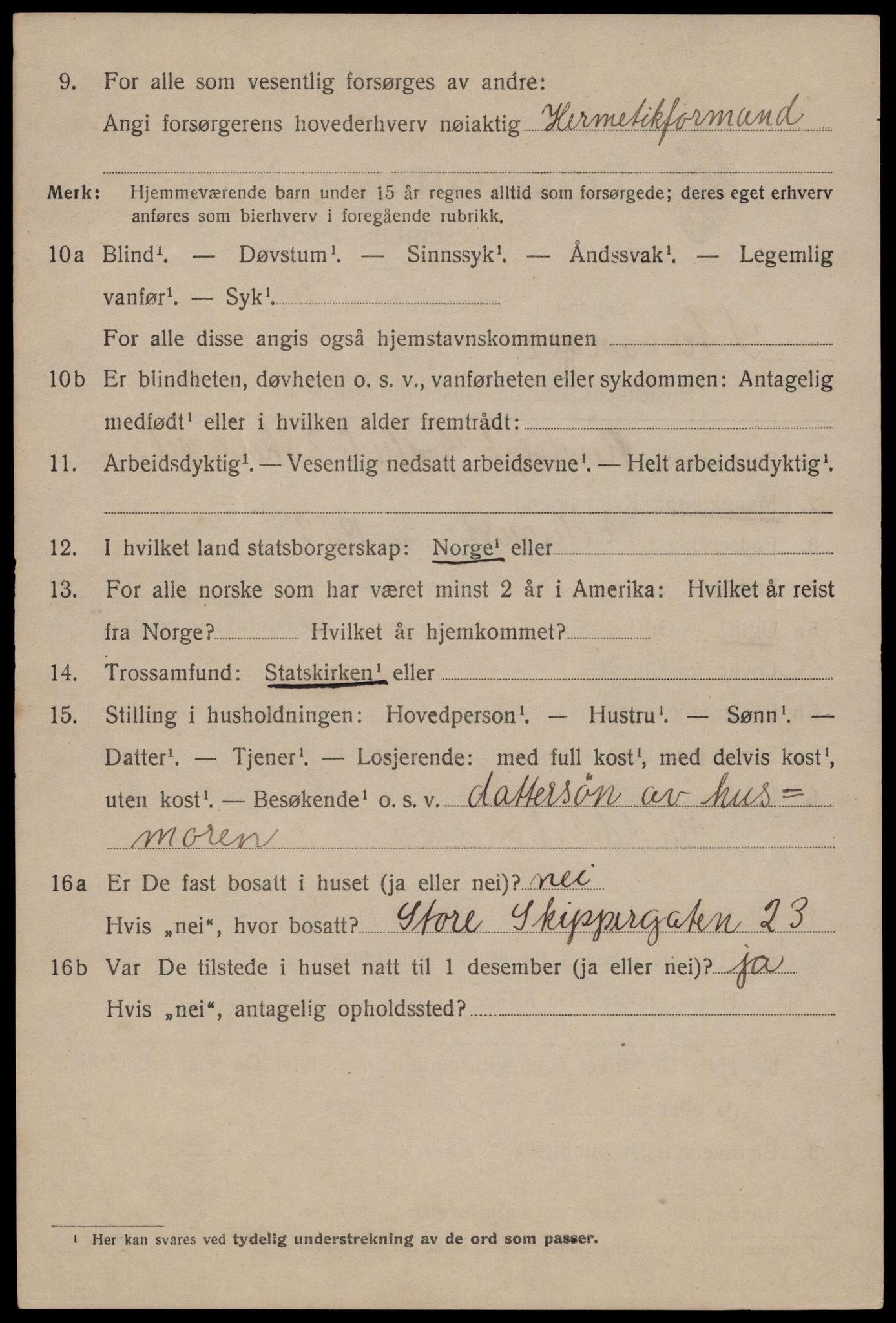 SAST, 1920 census for Stavanger, 1920, p. 66061