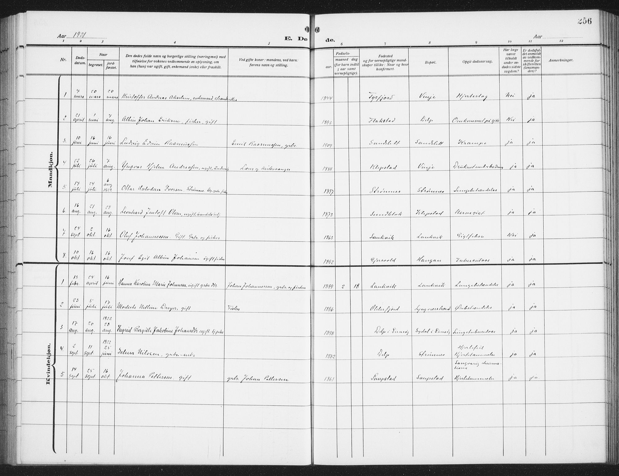 Ministerialprotokoller, klokkerbøker og fødselsregistre - Nordland, SAT/A-1459/876/L1106: Parish register (copy) no. 876C05, 1915-1942, p. 256