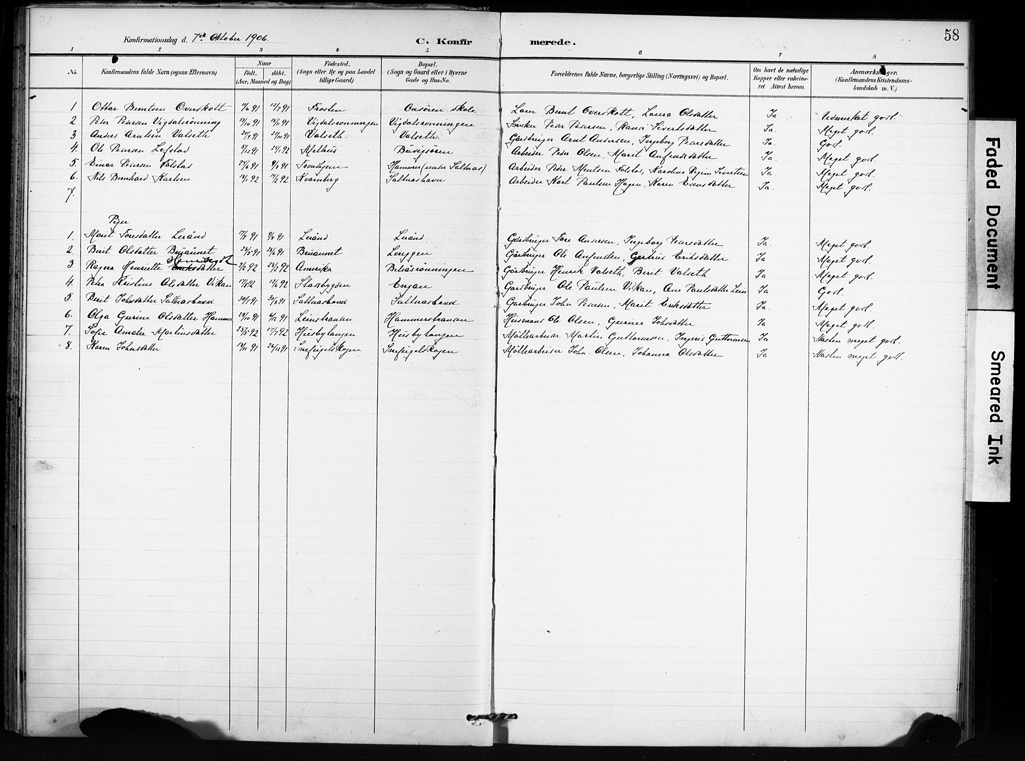Ministerialprotokoller, klokkerbøker og fødselsregistre - Sør-Trøndelag, SAT/A-1456/666/L0787: Parish register (official) no. 666A05, 1895-1908, p. 58