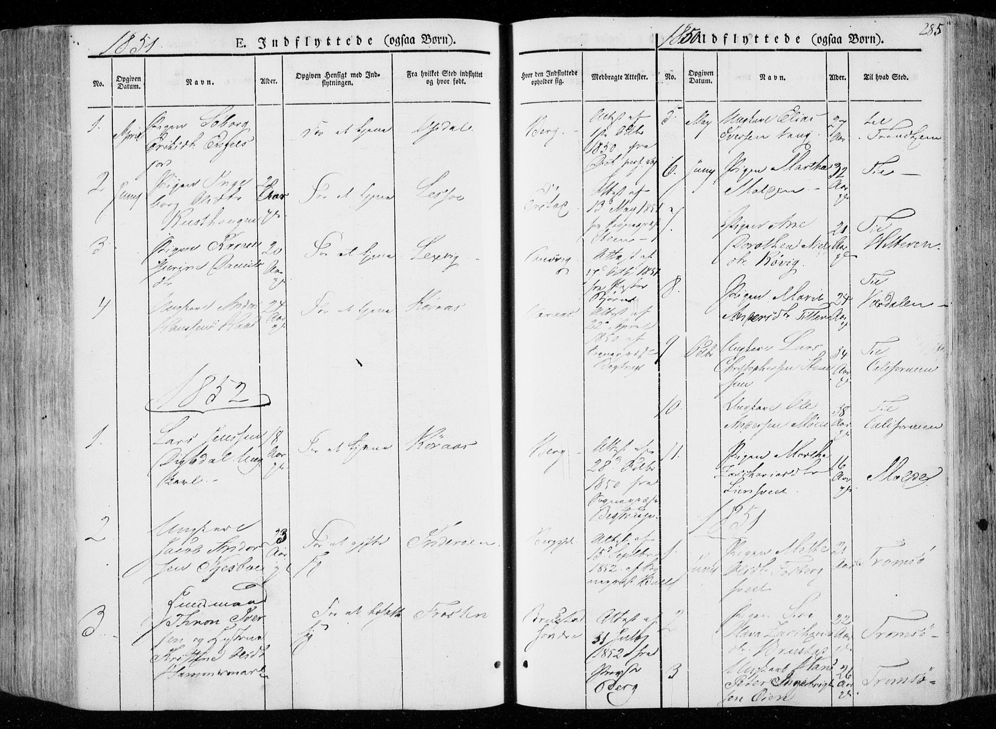 Ministerialprotokoller, klokkerbøker og fødselsregistre - Nord-Trøndelag, SAT/A-1458/722/L0218: Parish register (official) no. 722A05, 1843-1868, p. 285