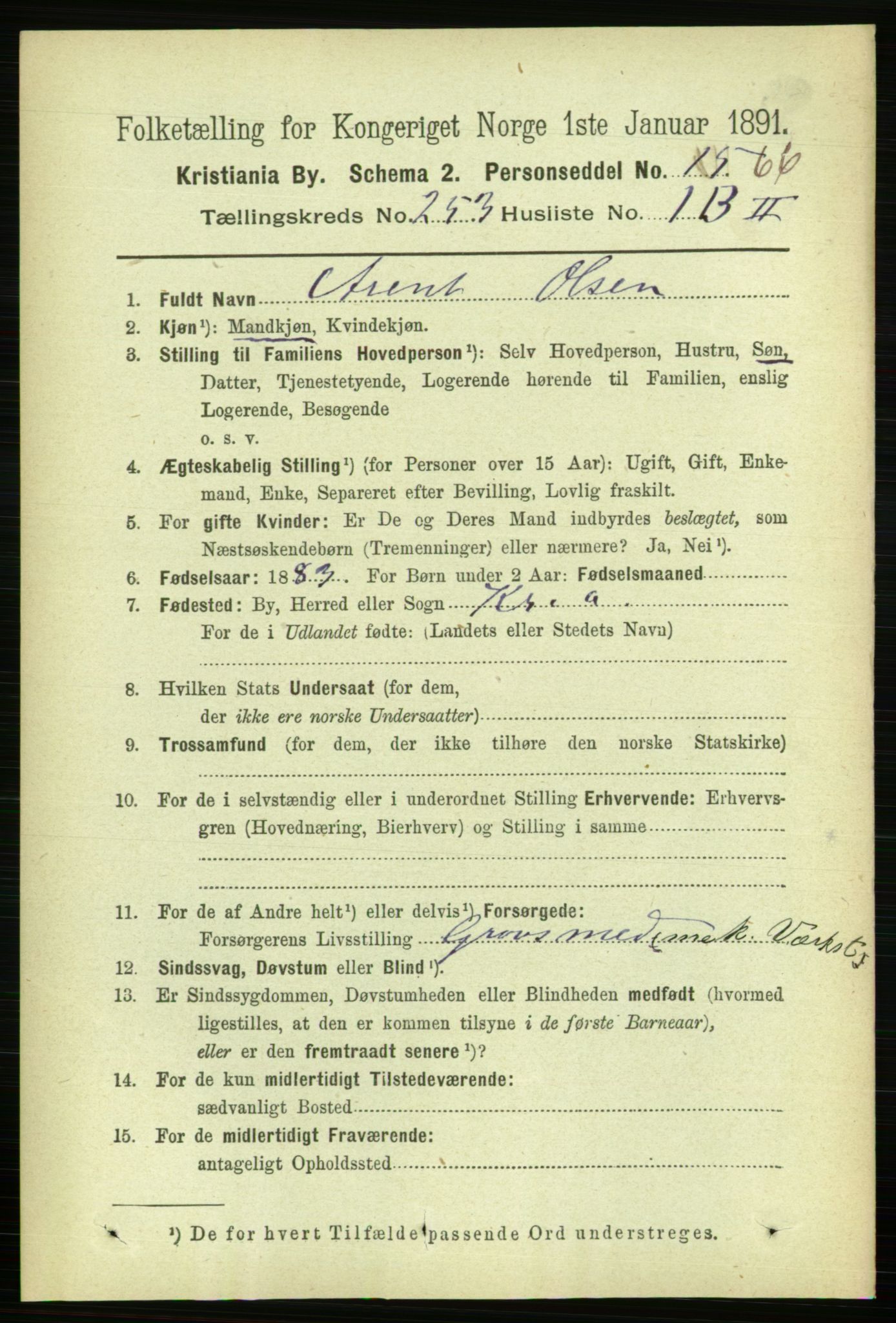 RA, 1891 census for 0301 Kristiania, 1891, p. 153839