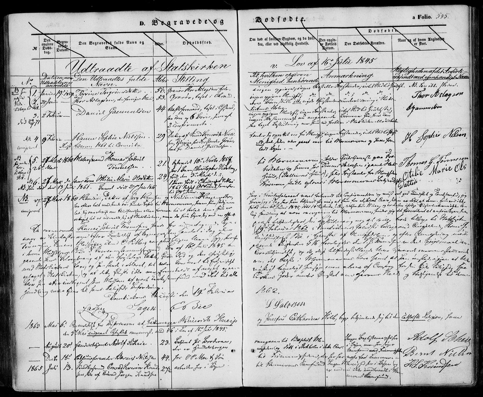 Kristiansand domprosti, SAK/1112-0006/F/Fa/L0014: Parish register (official) no. A 14, 1852-1867, p. 545