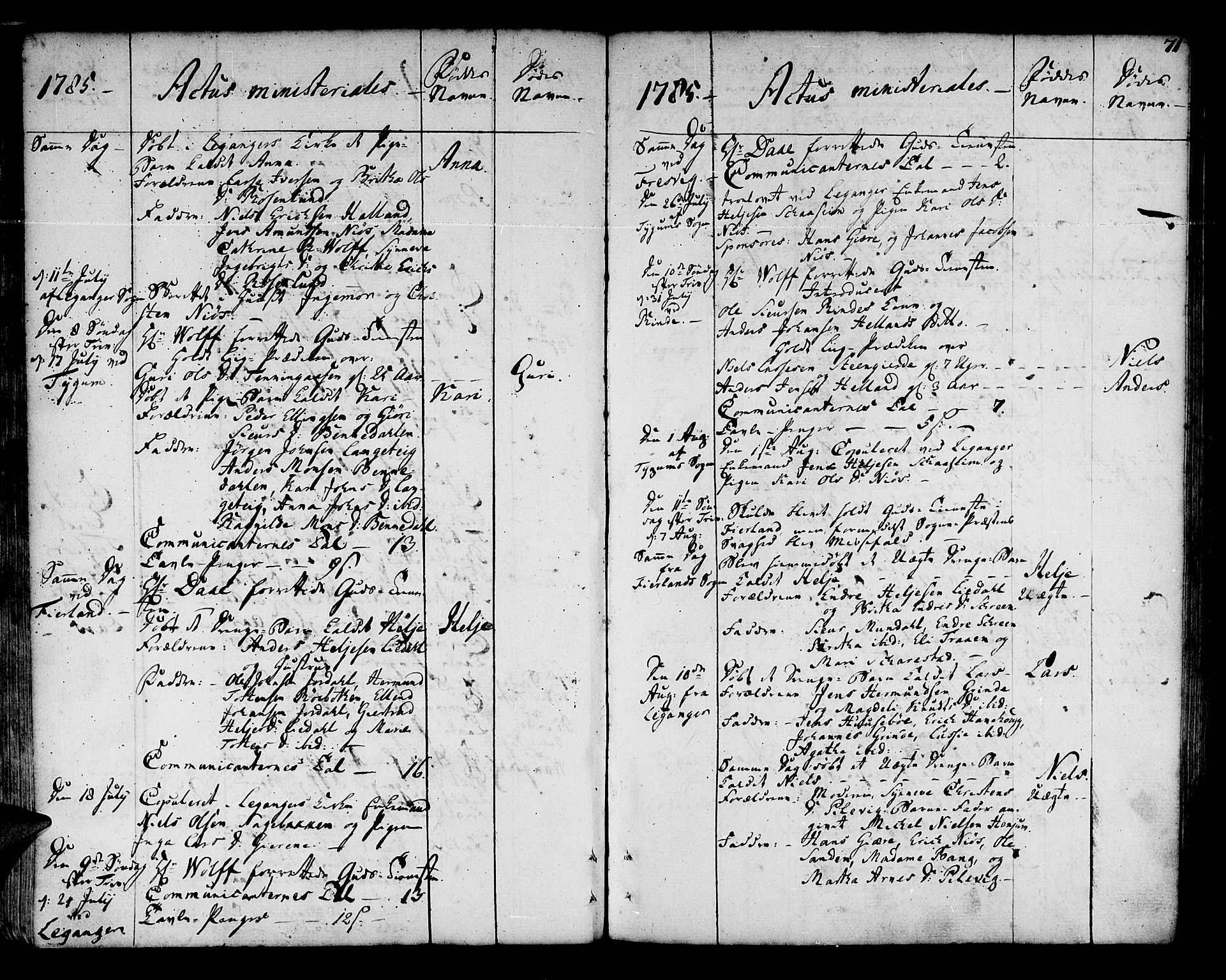 Leikanger sokneprestembete, AV/SAB-A-81001/H/Haa/Haaa/L0004: Parish register (official) no. A 4, 1770-1791, p. 71