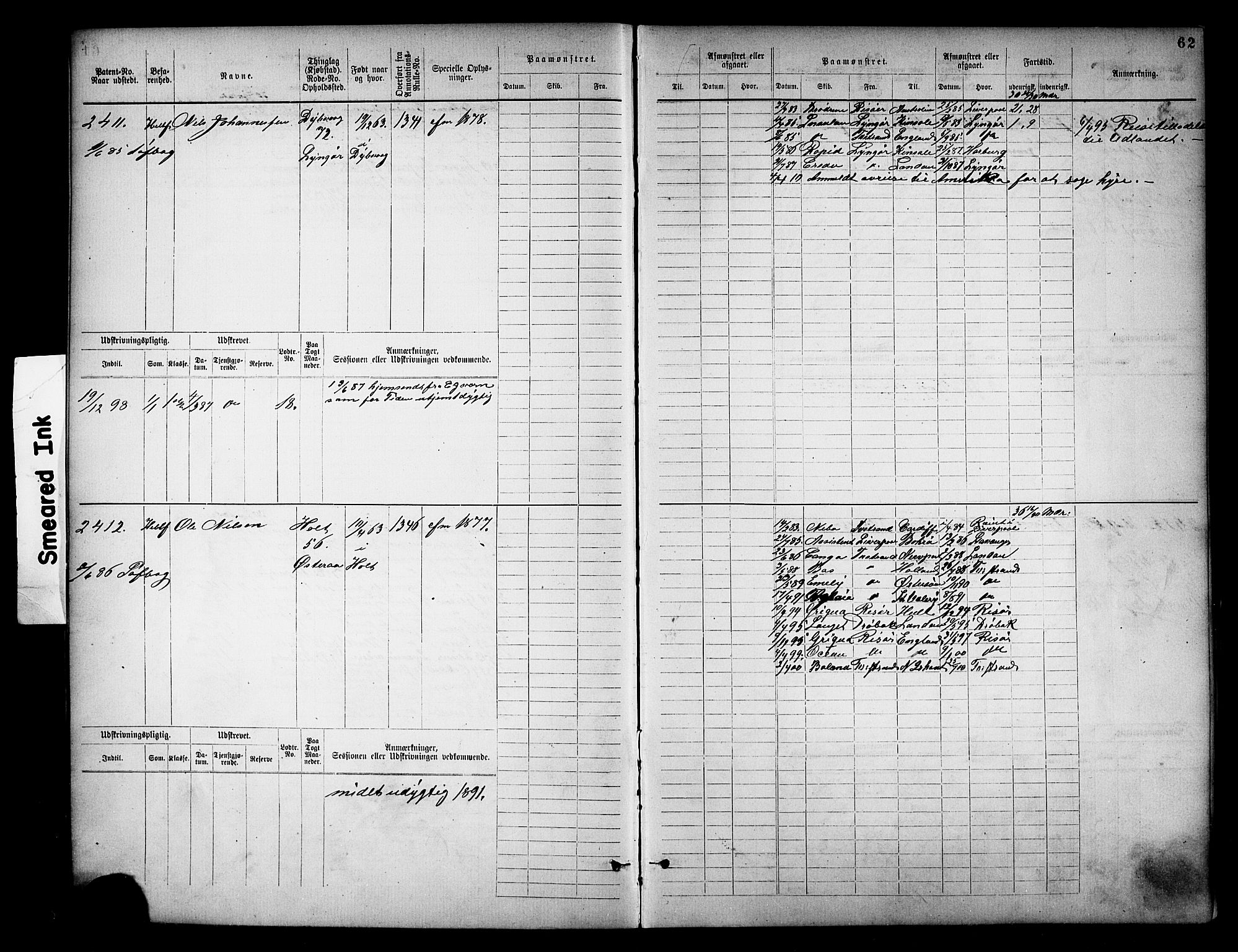 Tvedestrand mønstringskrets, SAK/2031-0011/F/Fb/L0018: Hovedrulle nr 2289-3056, U-34, 1882-1892, p. 66