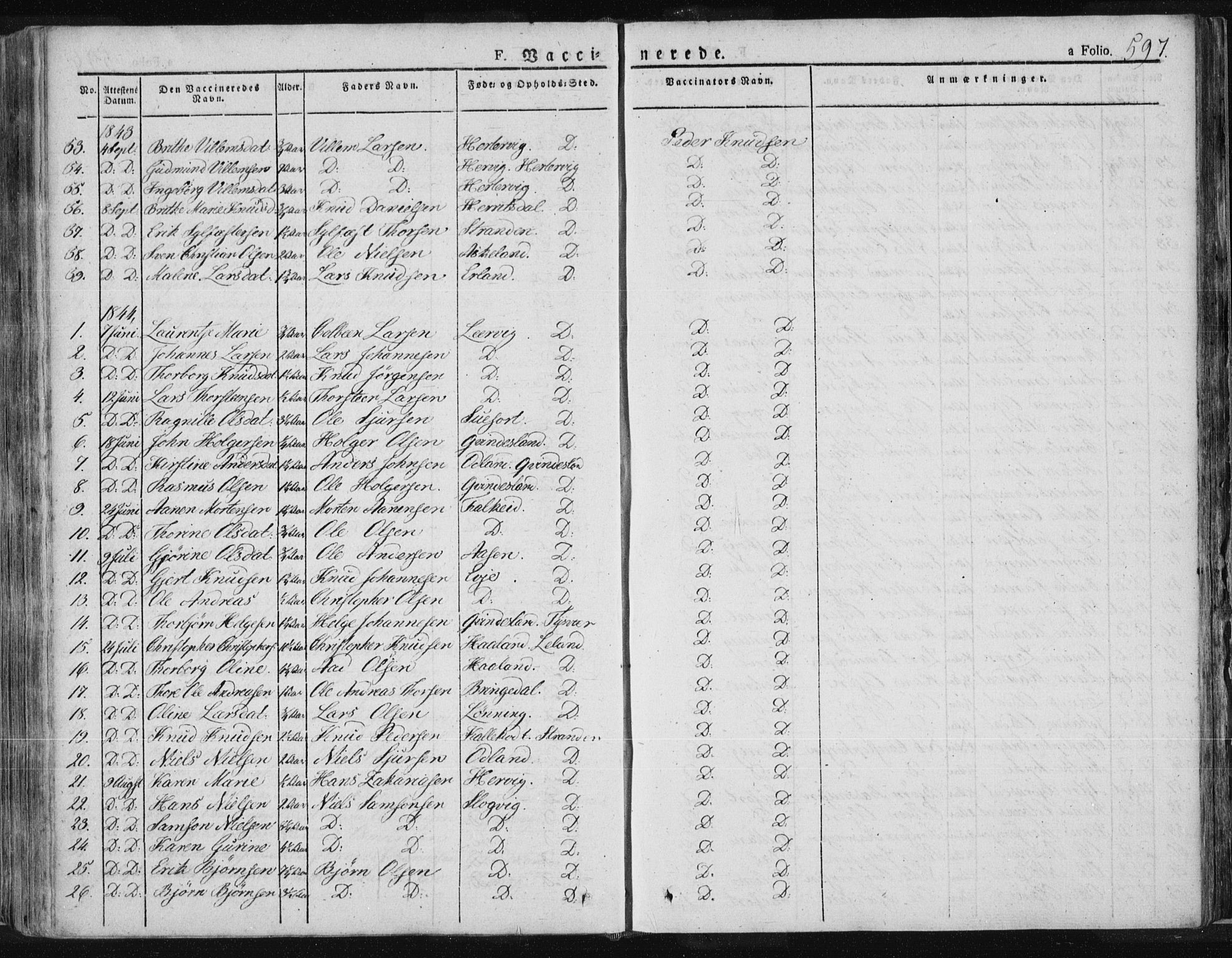 Tysvær sokneprestkontor, SAST/A -101864/H/Ha/Haa/L0001: Parish register (official) no. A 1.2, 1831-1856, p. 597