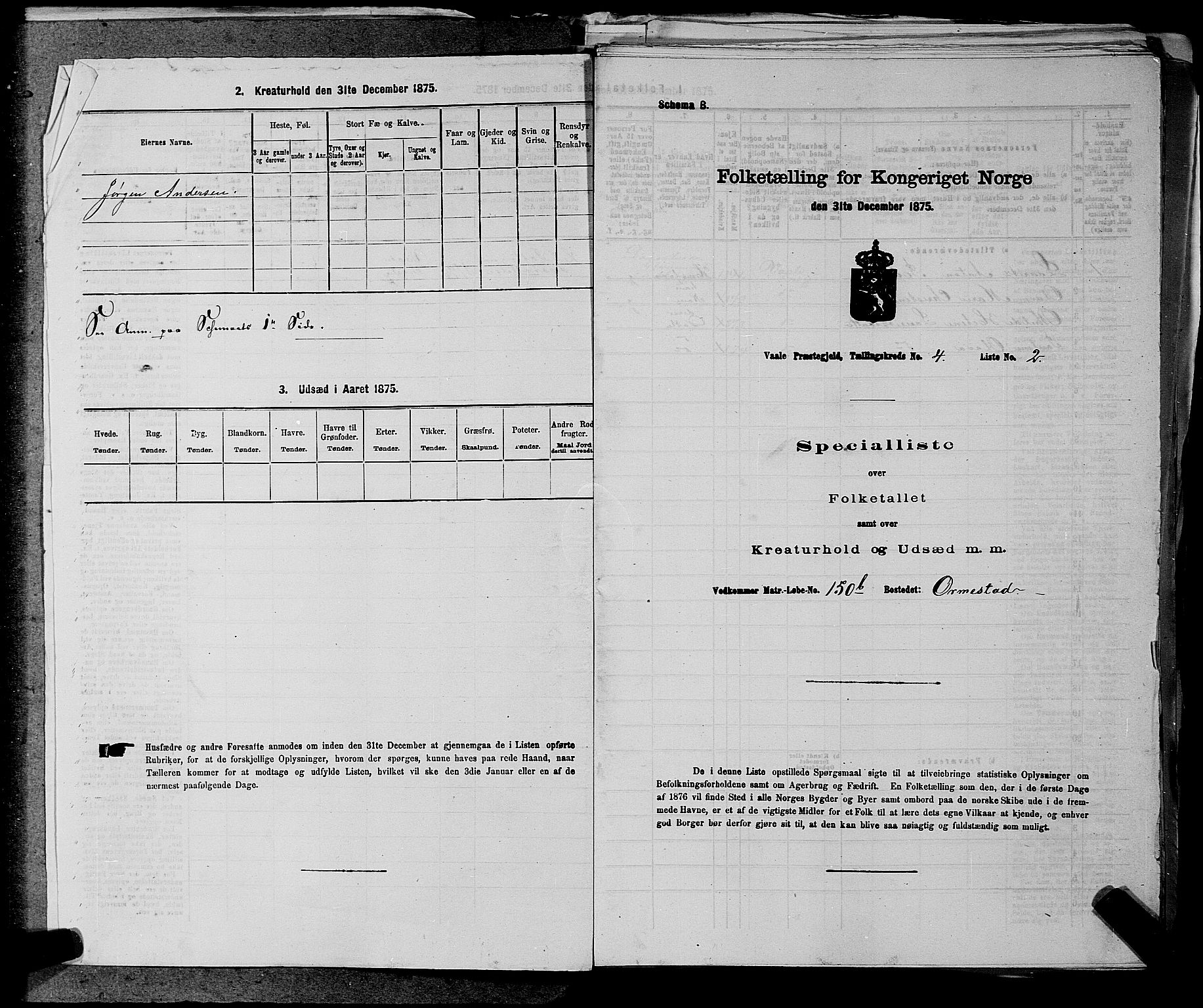 SAKO, 1875 census for 0716P Våle, 1875, p. 517