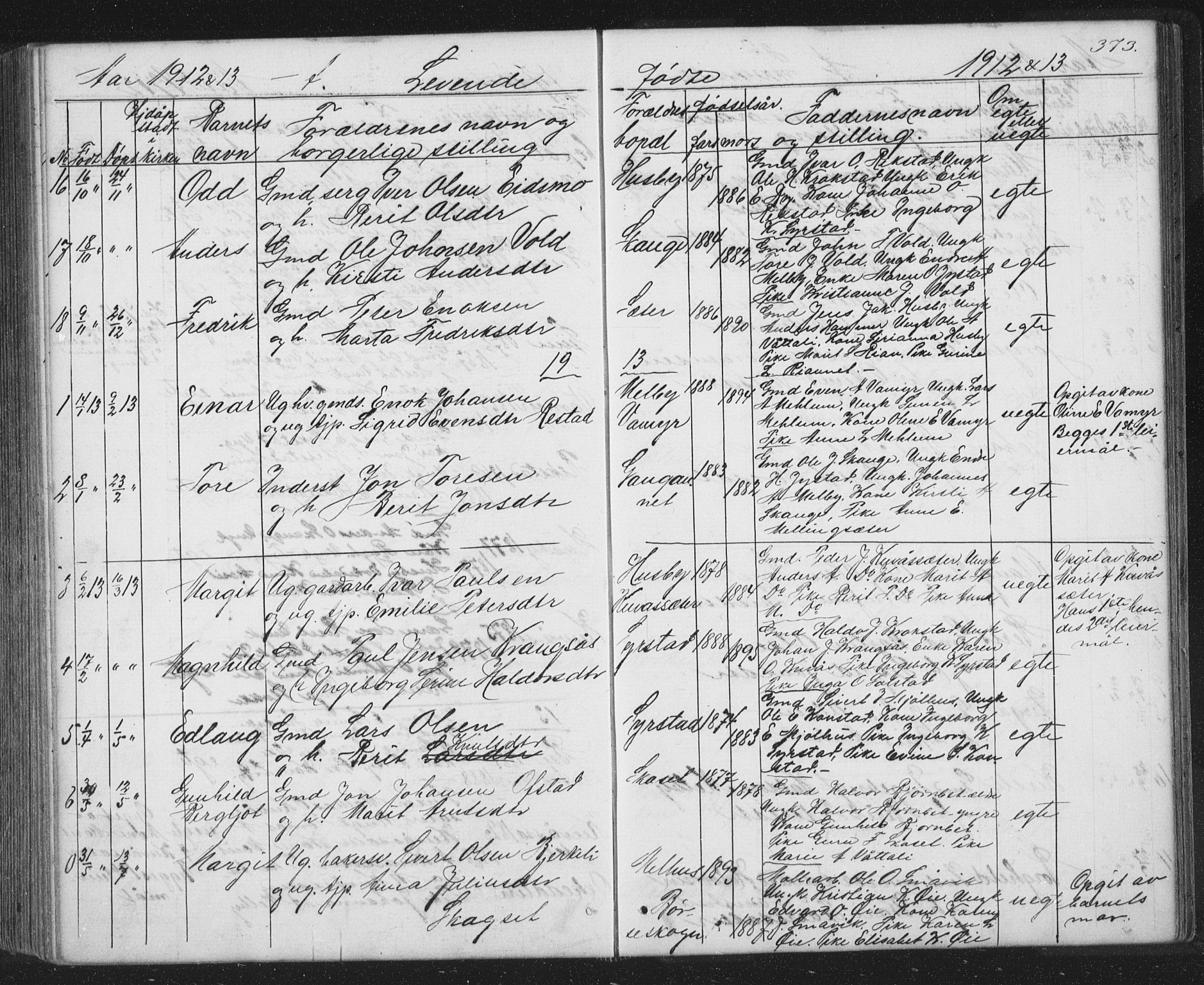 Ministerialprotokoller, klokkerbøker og fødselsregistre - Sør-Trøndelag, SAT/A-1456/667/L0798: Parish register (copy) no. 667C03, 1867-1929, p. 373