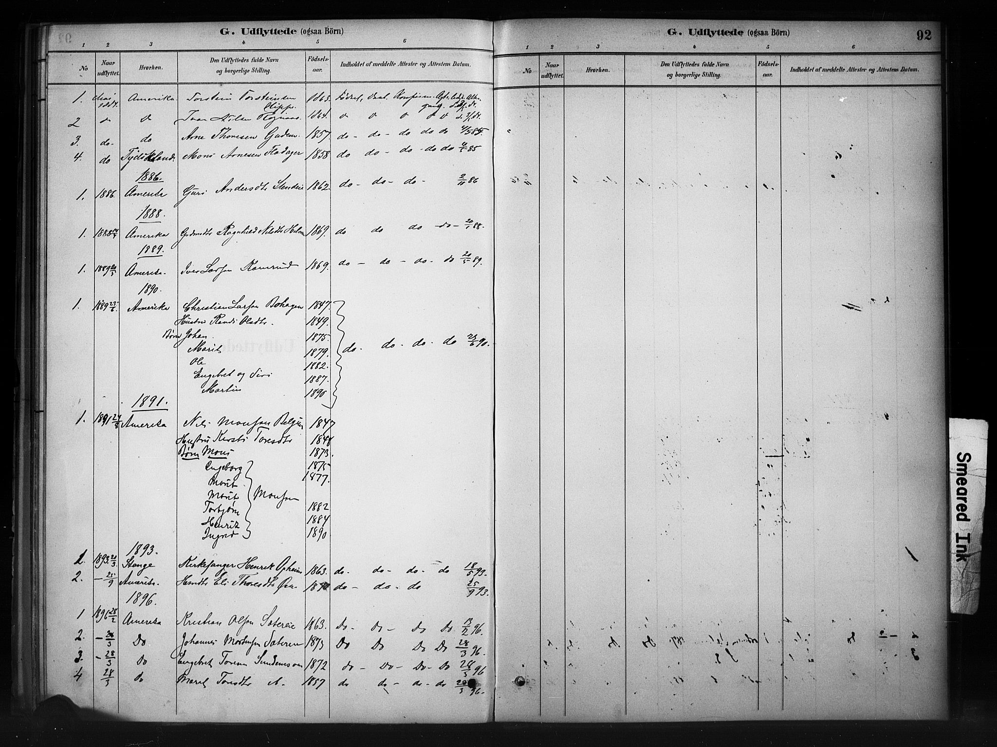 Nord-Aurdal prestekontor, SAH/PREST-132/H/Ha/Haa/L0011: Parish register (official) no. 11, 1883-1896, p. 92