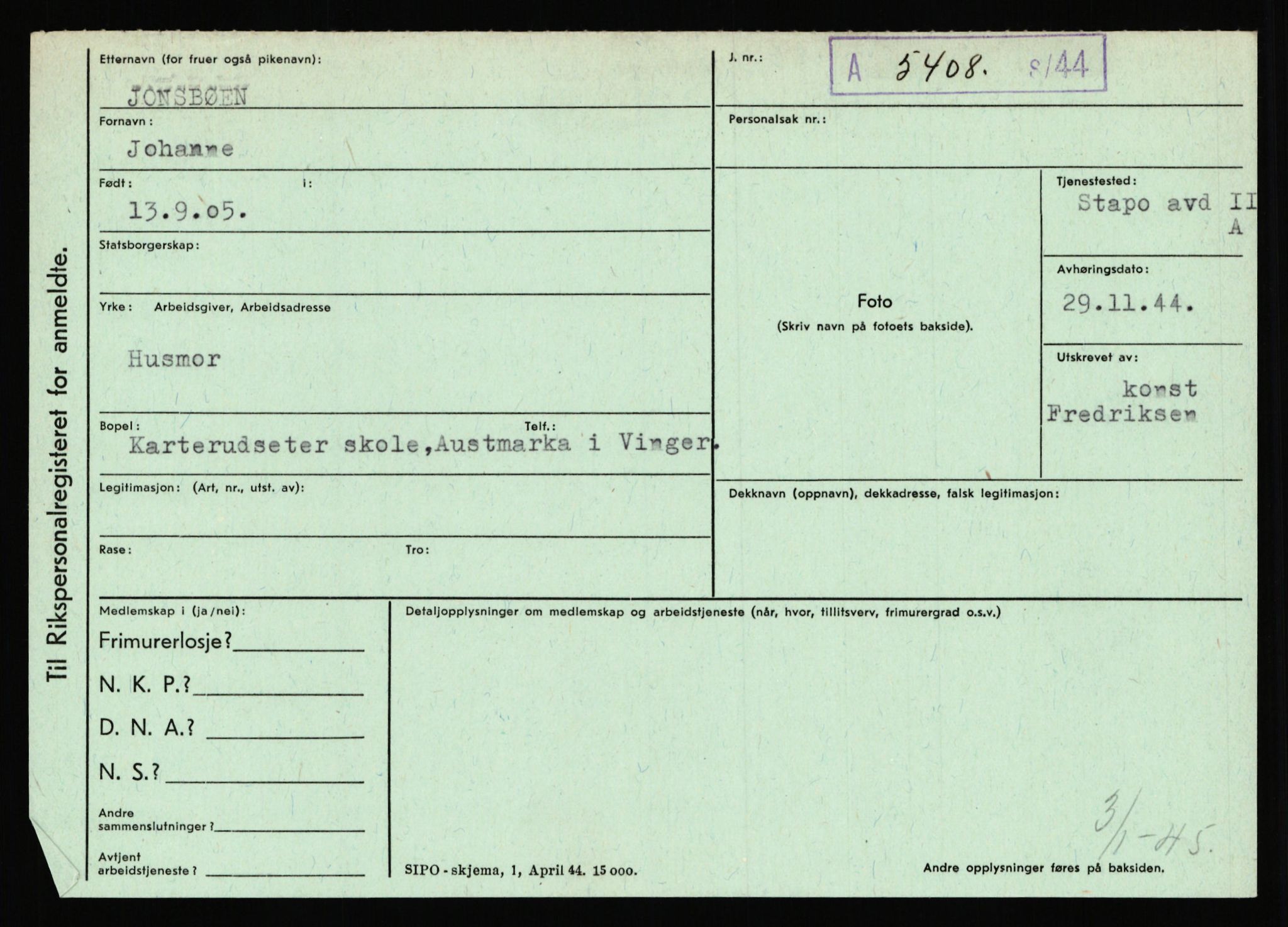 Statspolitiet - Hovedkontoret / Osloavdelingen, AV/RA-S-1329/C/Ca/L0008: Johan(nes)sen - Knoph, 1943-1945, p. 2430