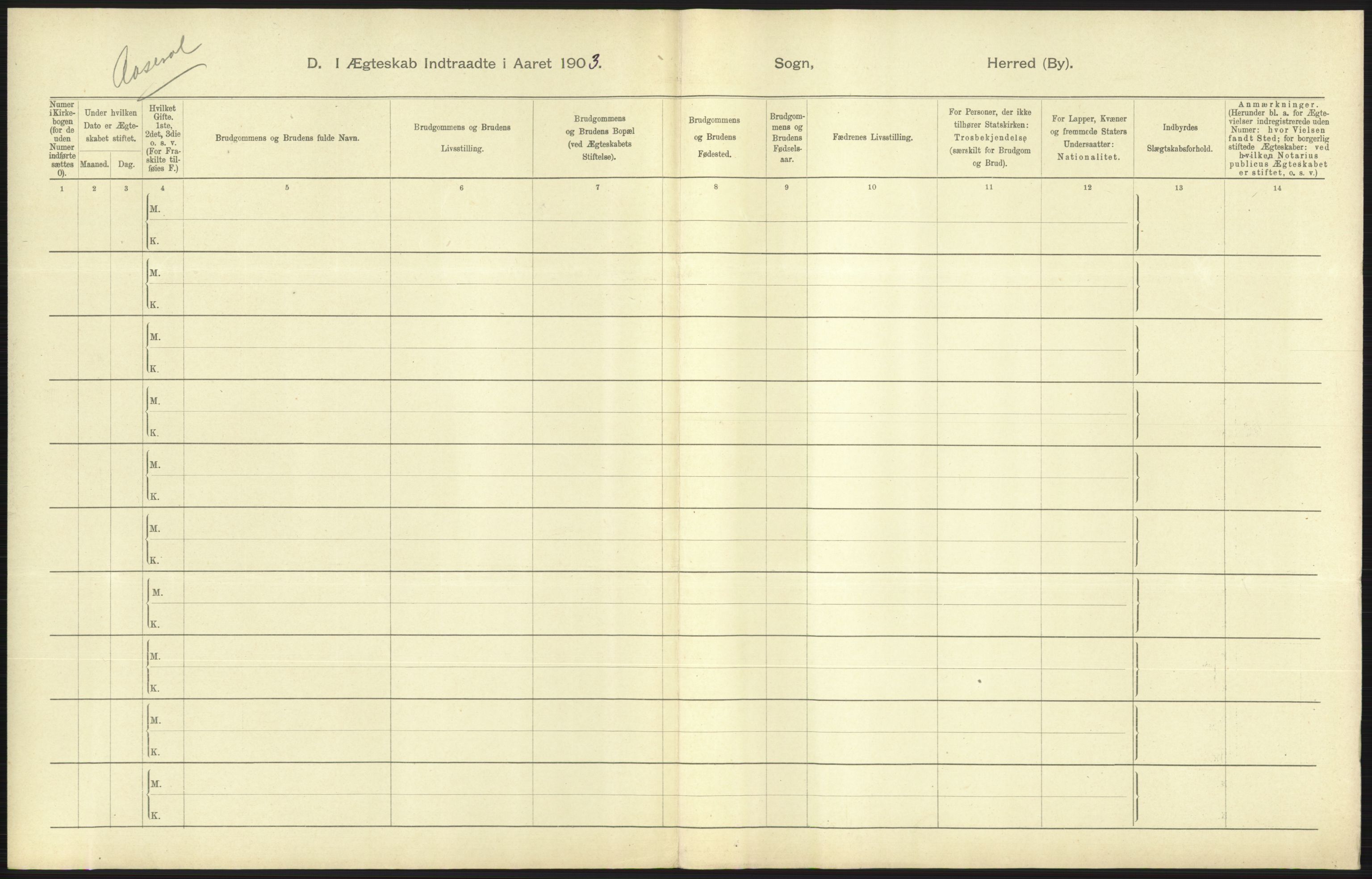 Statistisk sentralbyrå, Sosiodemografiske emner, Befolkning, AV/RA-S-2228/D/Df/Dfa/Dfaa/L0011: Lister og Mandal amt: Fødte, gifte, døde, 1903, p. 313