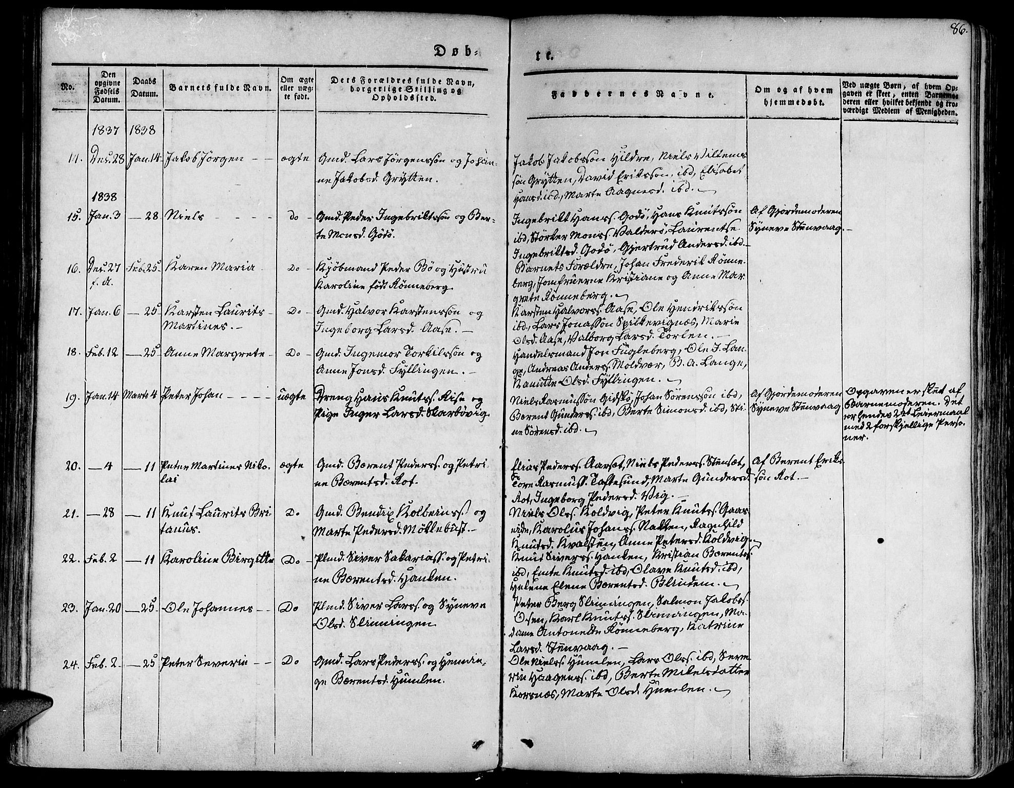 Ministerialprotokoller, klokkerbøker og fødselsregistre - Møre og Romsdal, AV/SAT-A-1454/528/L0395: Parish register (official) no. 528A06, 1828-1839, p. 86