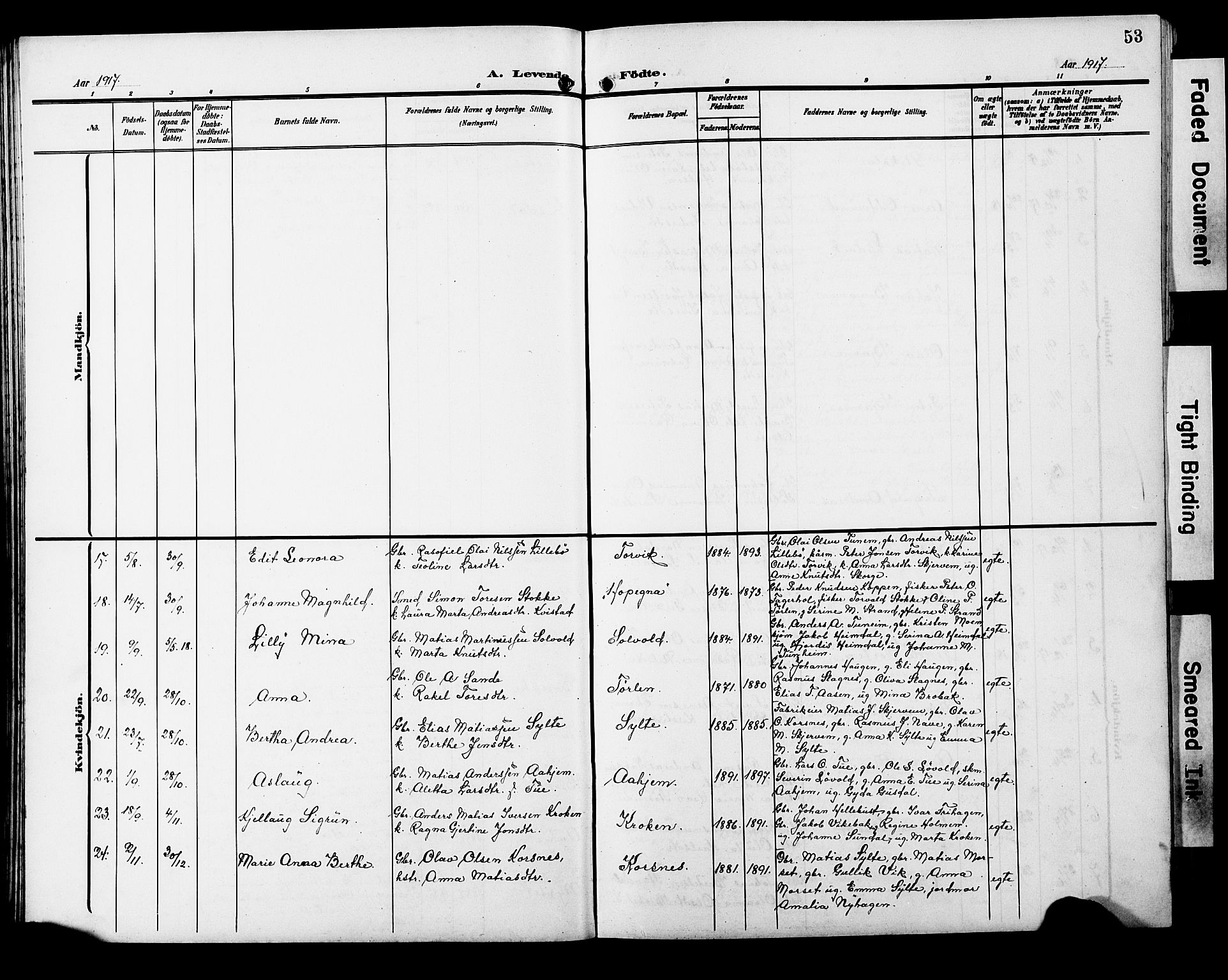 Ministerialprotokoller, klokkerbøker og fødselsregistre - Møre og Romsdal, SAT/A-1454/501/L0018: Parish register (copy) no. 501C04, 1902-1930, p. 53
