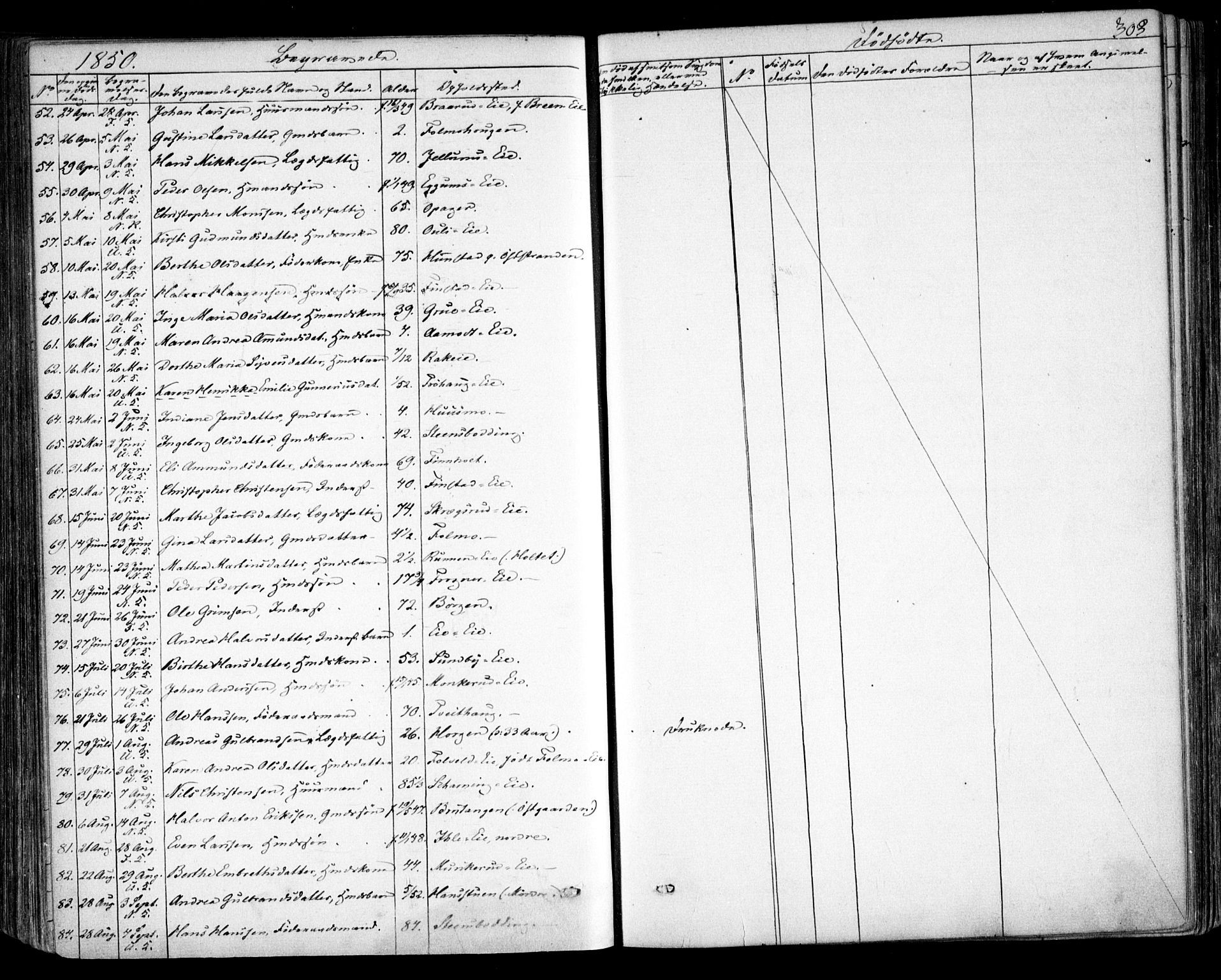 Nes prestekontor Kirkebøker, AV/SAO-A-10410/F/Fa/L0007: Parish register (official) no. I 7, 1846-1858, p. 303