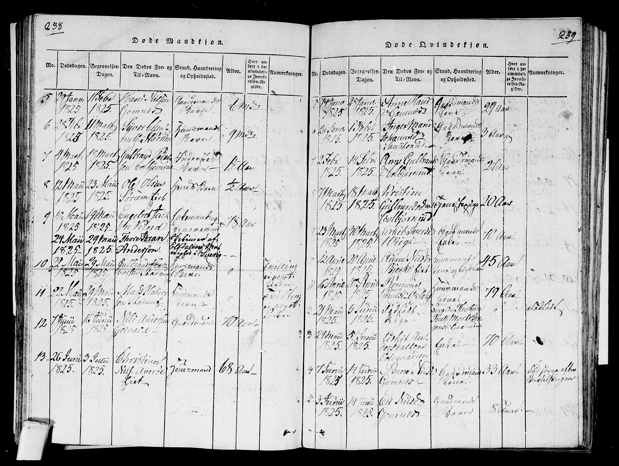 Hole kirkebøker, SAKO/A-228/F/Fa/L0004: Parish register (official) no. I 4, 1814-1833, p. 238-239