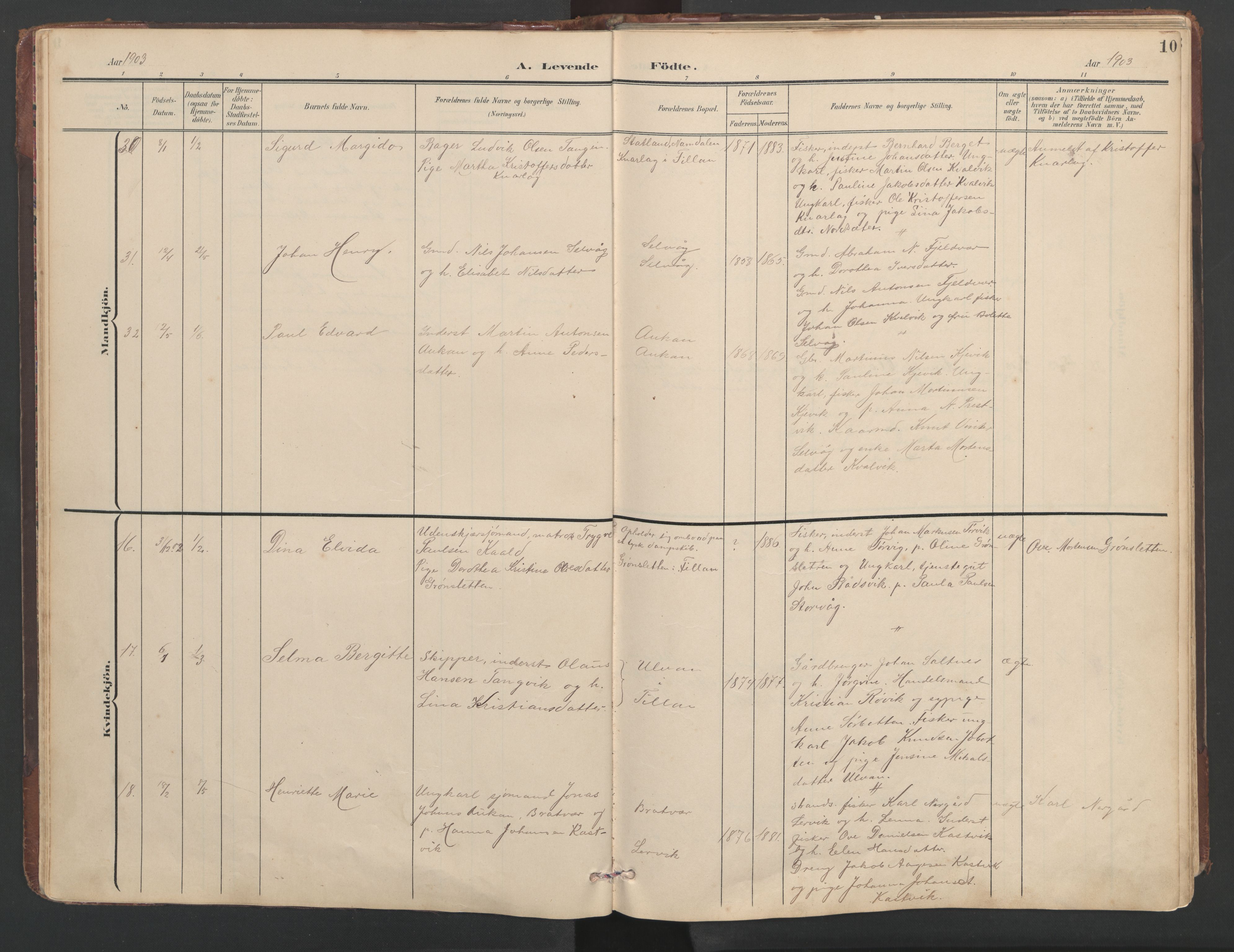 Ministerialprotokoller, klokkerbøker og fødselsregistre - Sør-Trøndelag, SAT/A-1456/638/L0571: Parish register (copy) no. 638C03, 1901-1930, p. 10