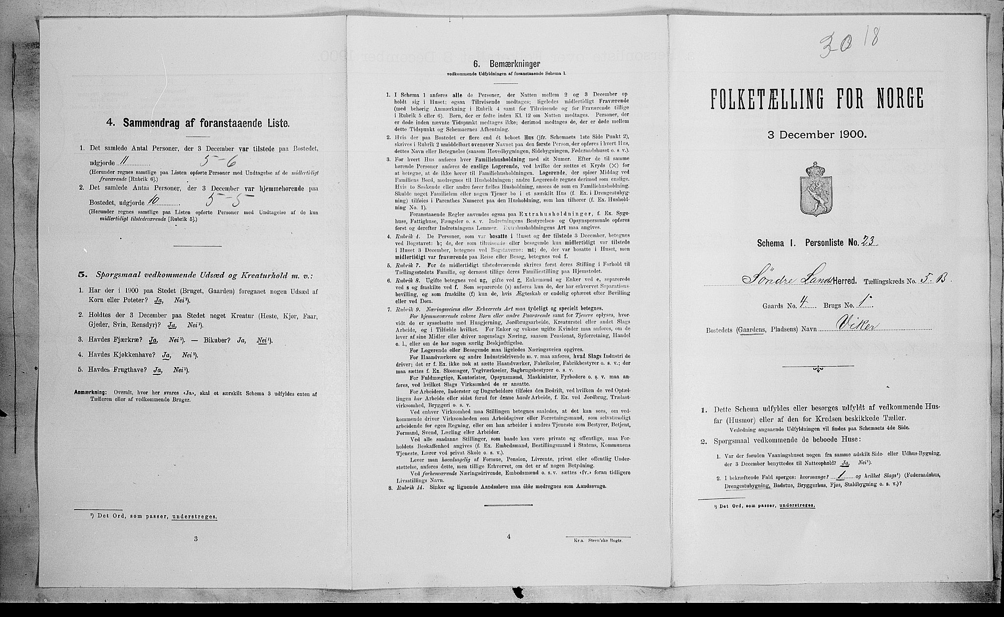 SAH, 1900 census for Søndre Land, 1900, p. 711