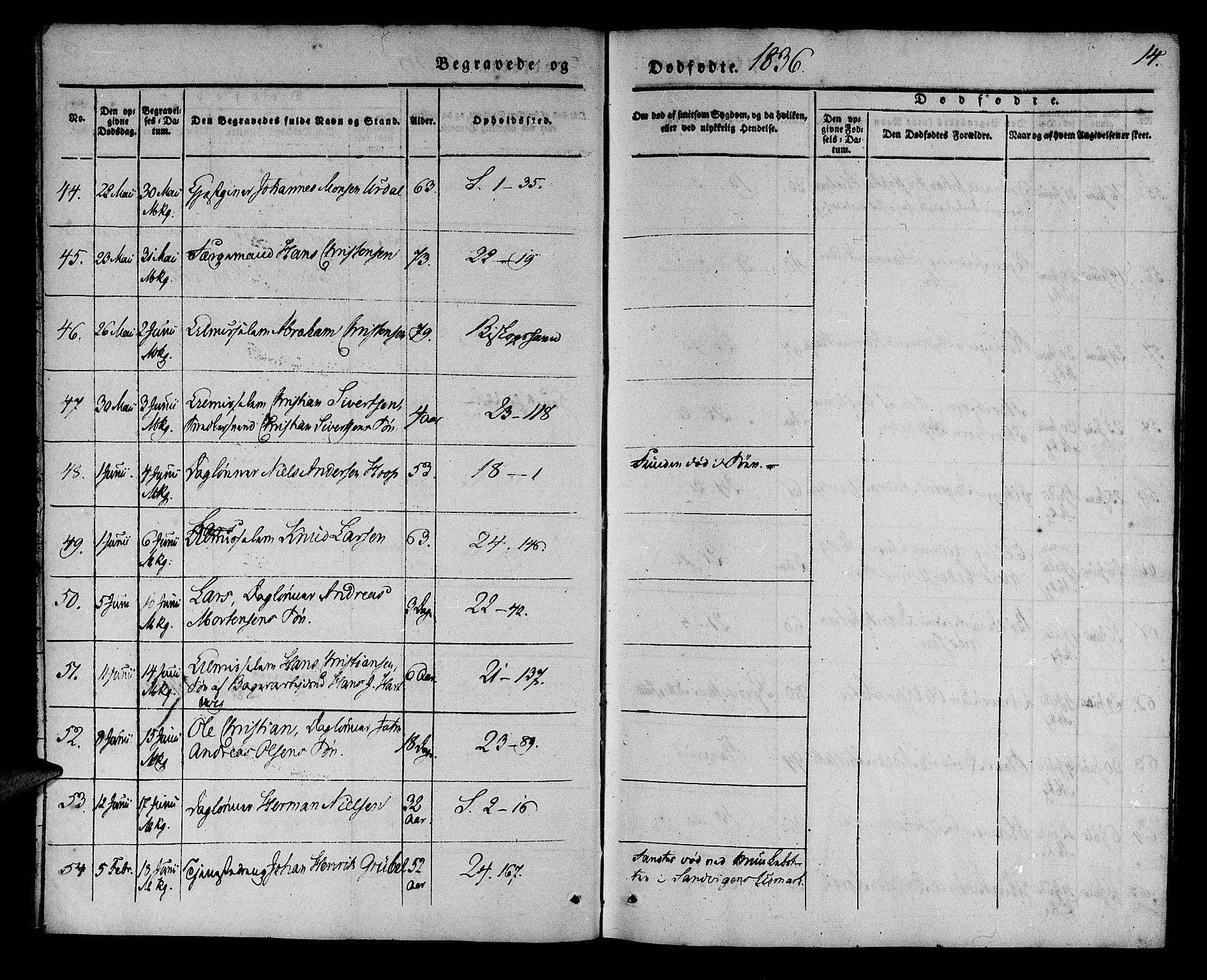 Korskirken sokneprestembete, SAB/A-76101/H/Haa/L0043: Parish register (official) no. E 1, 1834-1848, p. 14