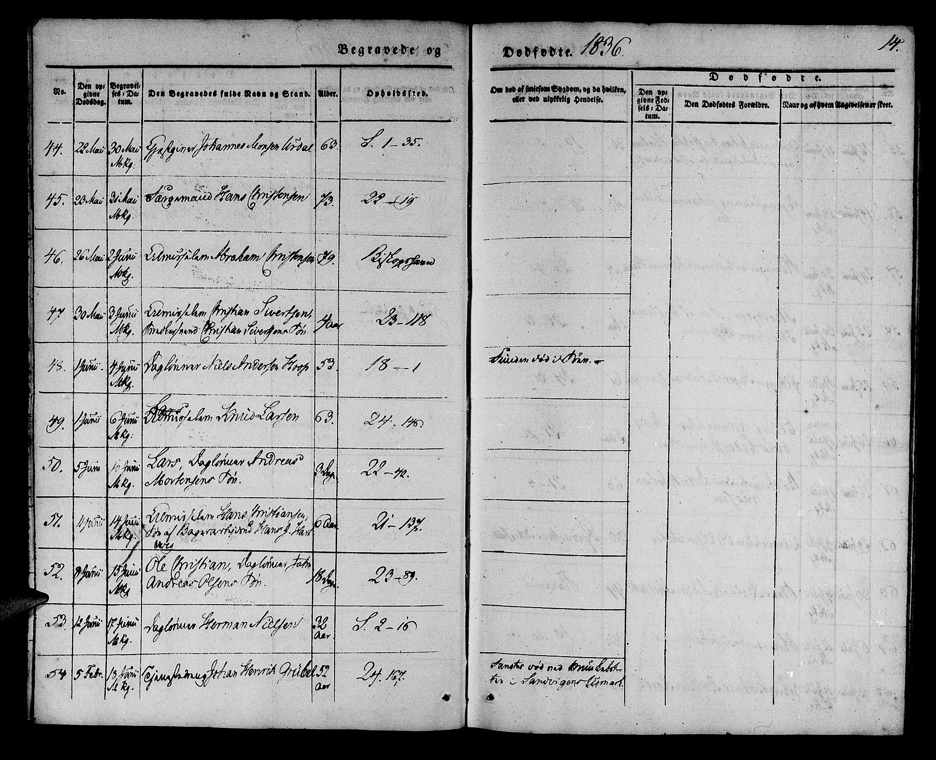 Korskirken sokneprestembete, AV/SAB-A-76101/H/Haa/L0043: Parish register (official) no. E 1, 1834-1848, p. 14
