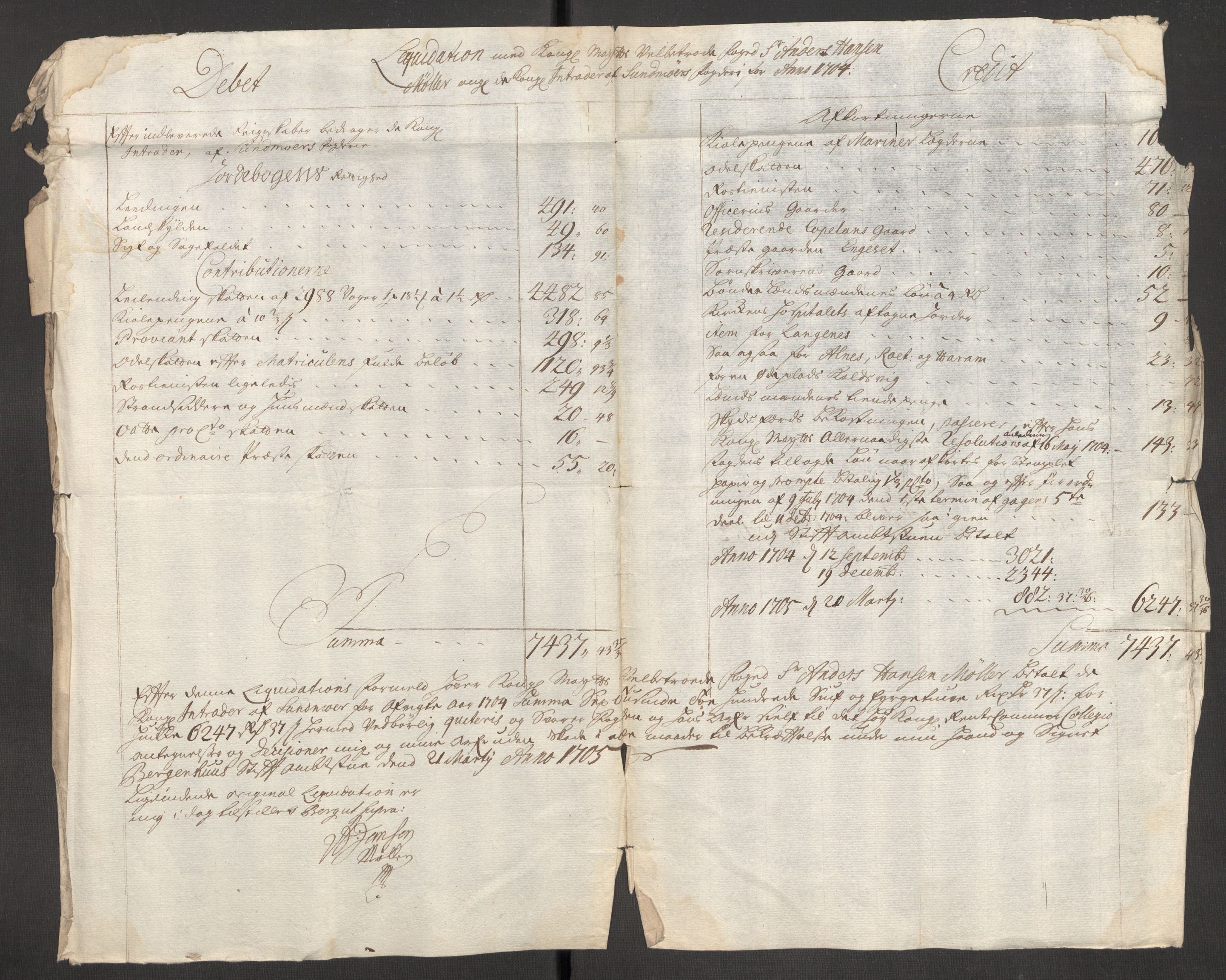 Rentekammeret inntil 1814, Reviderte regnskaper, Fogderegnskap, RA/EA-4092/R54/L3560: Fogderegnskap Sunnmøre, 1704-1705, p. 186