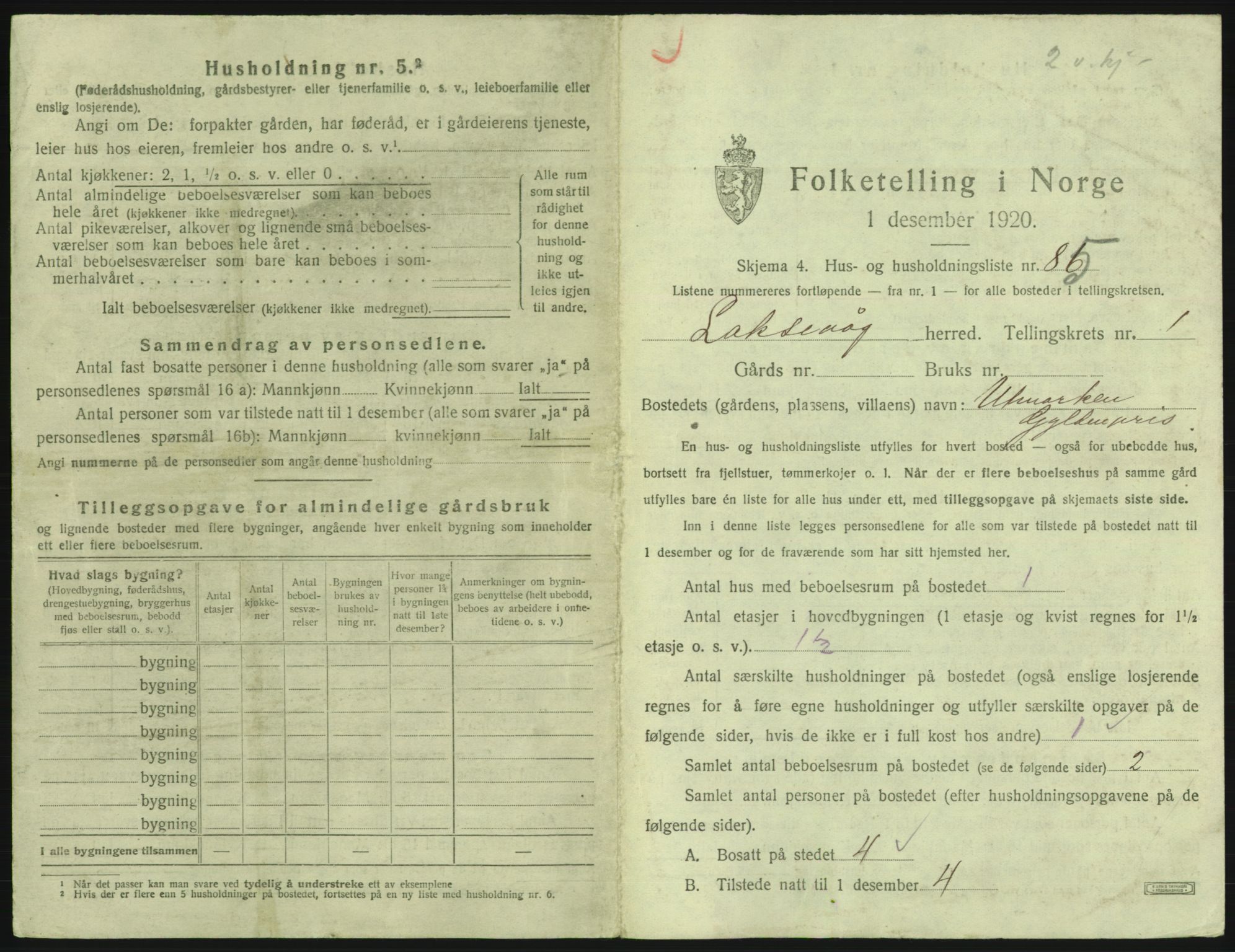 SAB, 1920 census for Laksevåg, 1920, p. 286