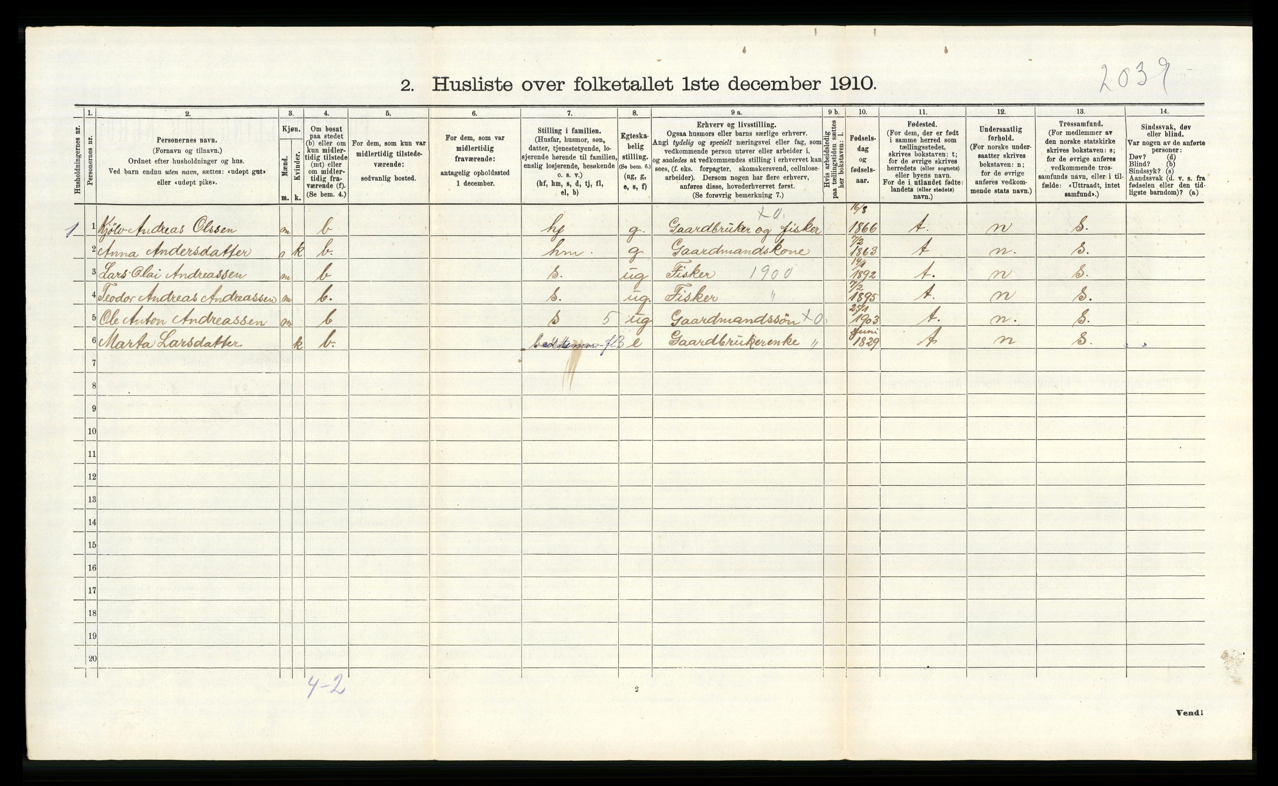 RA, 1910 census for Fitjar, 1910, p. 400