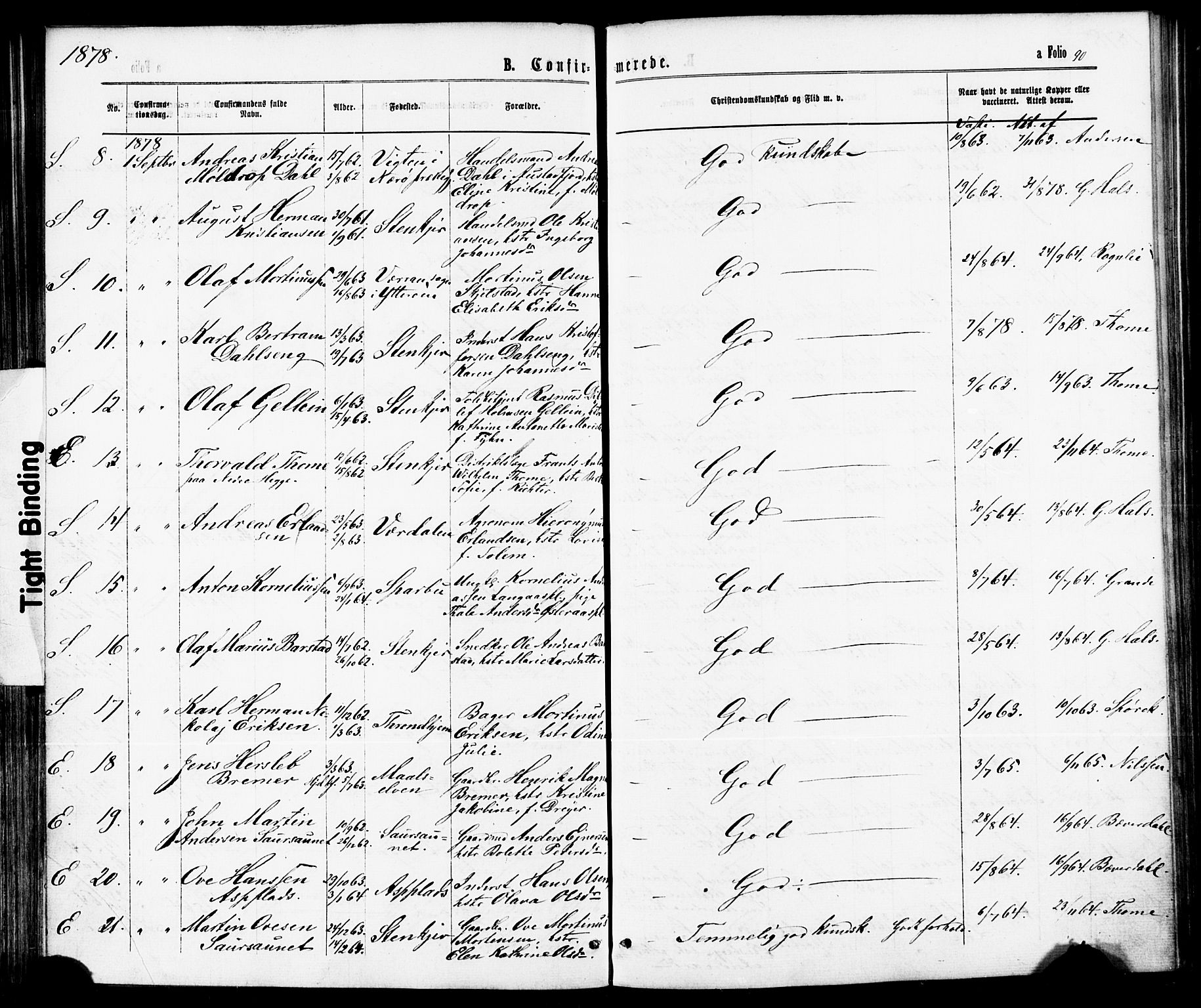 Ministerialprotokoller, klokkerbøker og fødselsregistre - Nord-Trøndelag, SAT/A-1458/739/L0370: Parish register (official) no. 739A02, 1868-1881, p. 90