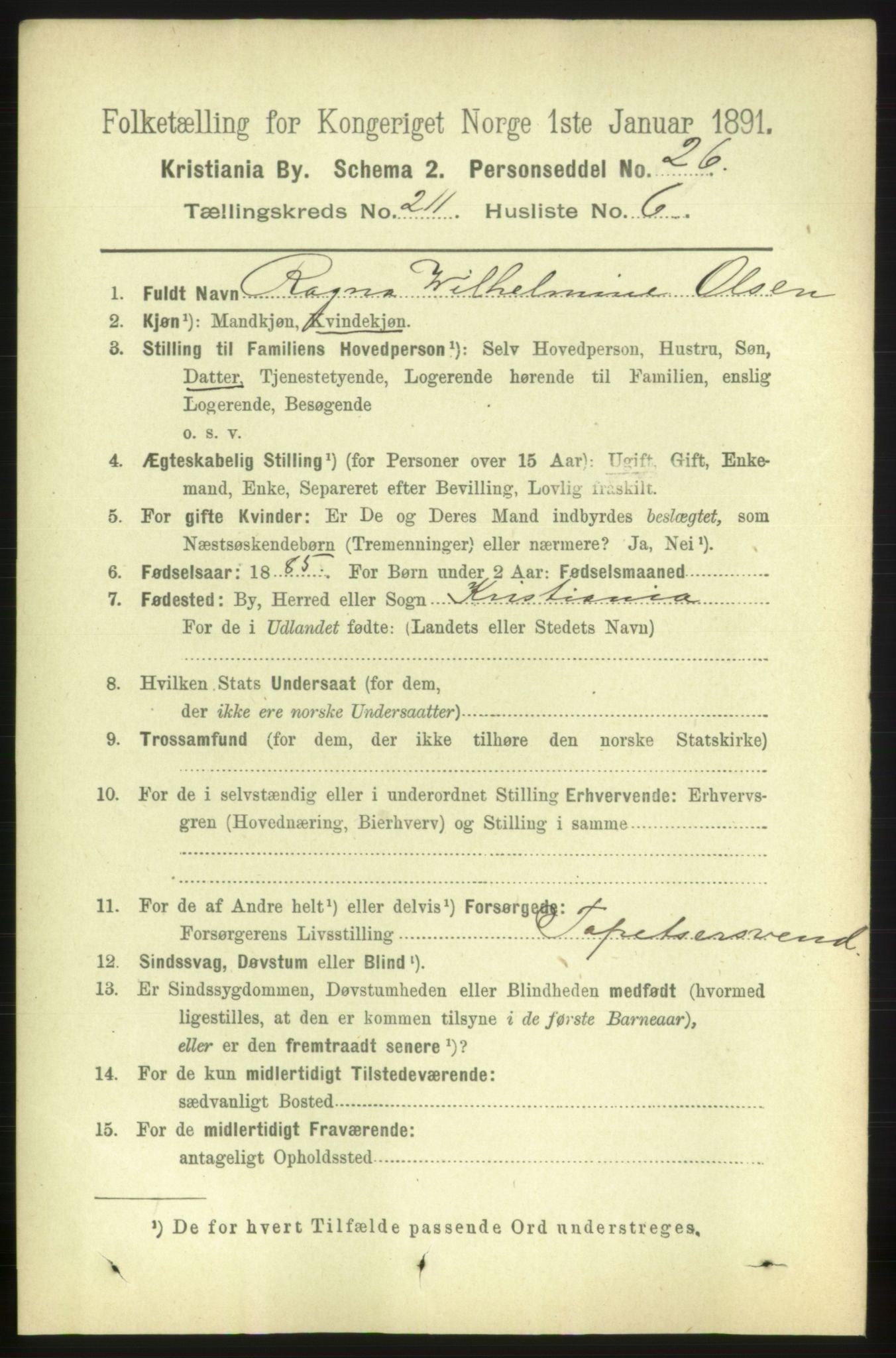 RA, 1891 census for 0301 Kristiania, 1891, p. 126019