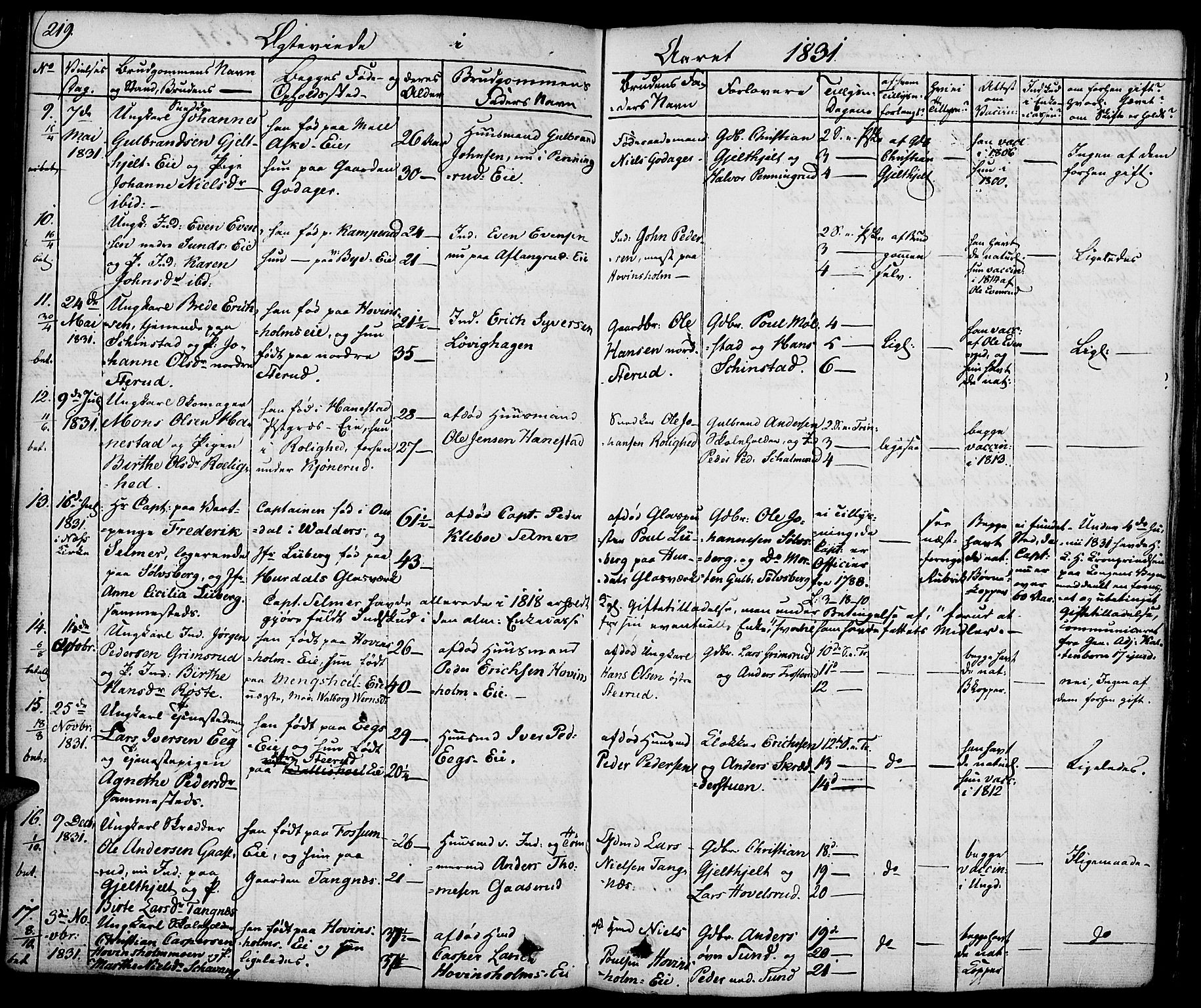 Nes prestekontor, Hedmark, AV/SAH-PREST-020/K/Ka/L0003: Parish register (official) no. 3, 1827-1851, p. 219