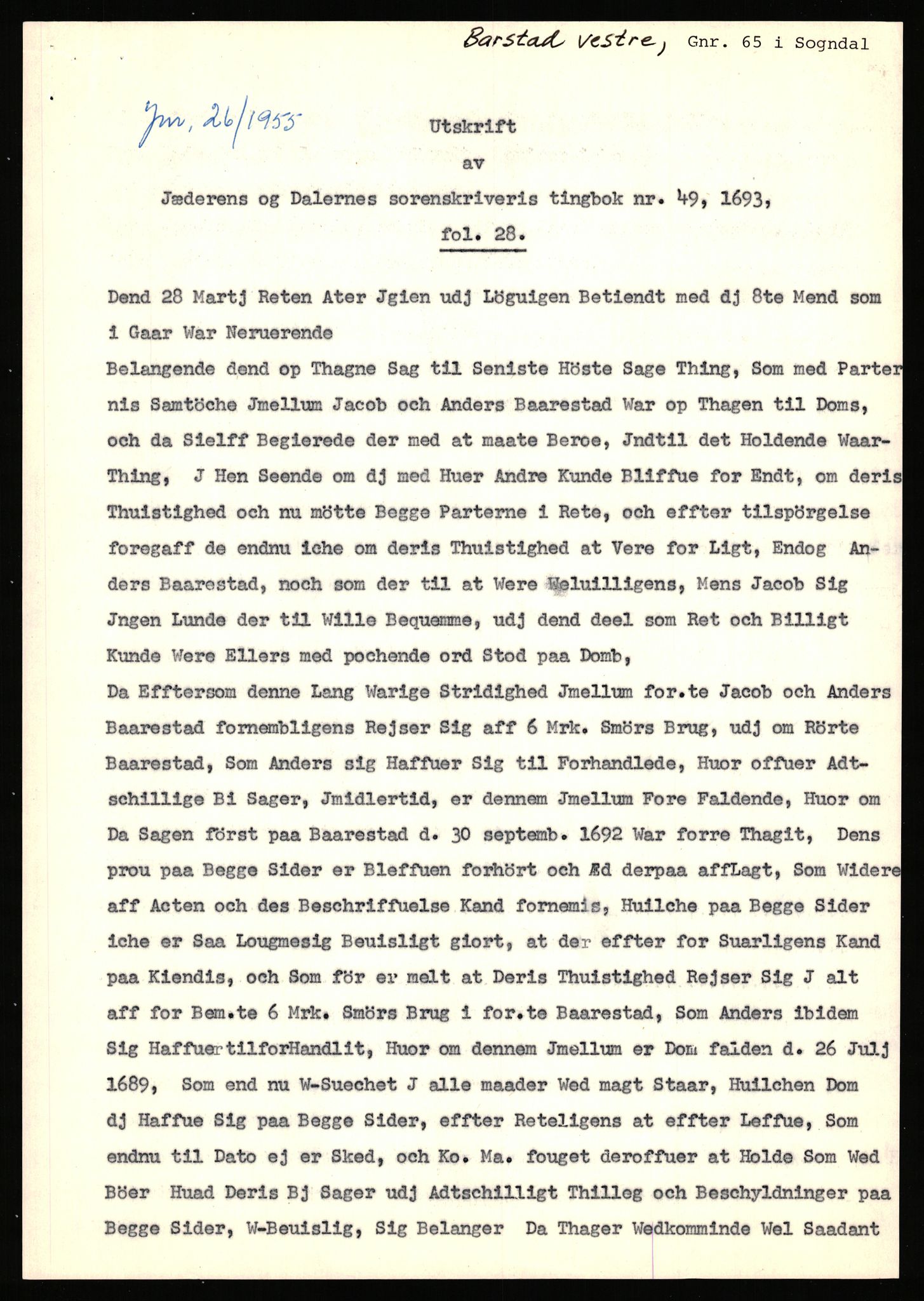 Statsarkivet i Stavanger, SAST/A-101971/03/Y/Yj/L0006: Avskrifter sortert etter gårdsnavn: Bakke - Baustad, 1750-1930, p. 324