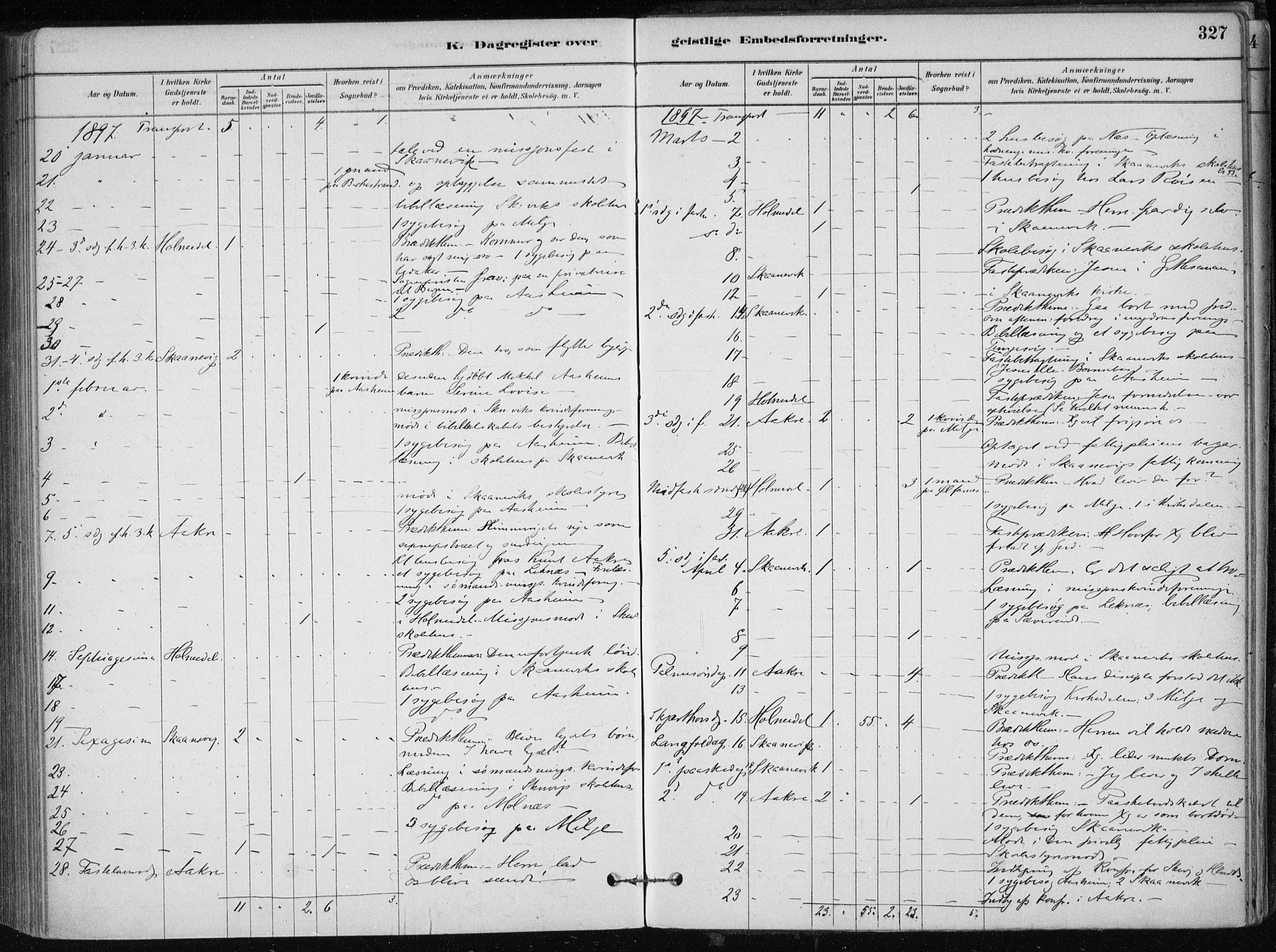 Skånevik sokneprestembete, SAB/A-77801/H/Haa: Parish register (official) no. B 1, 1879-1914, p. 327