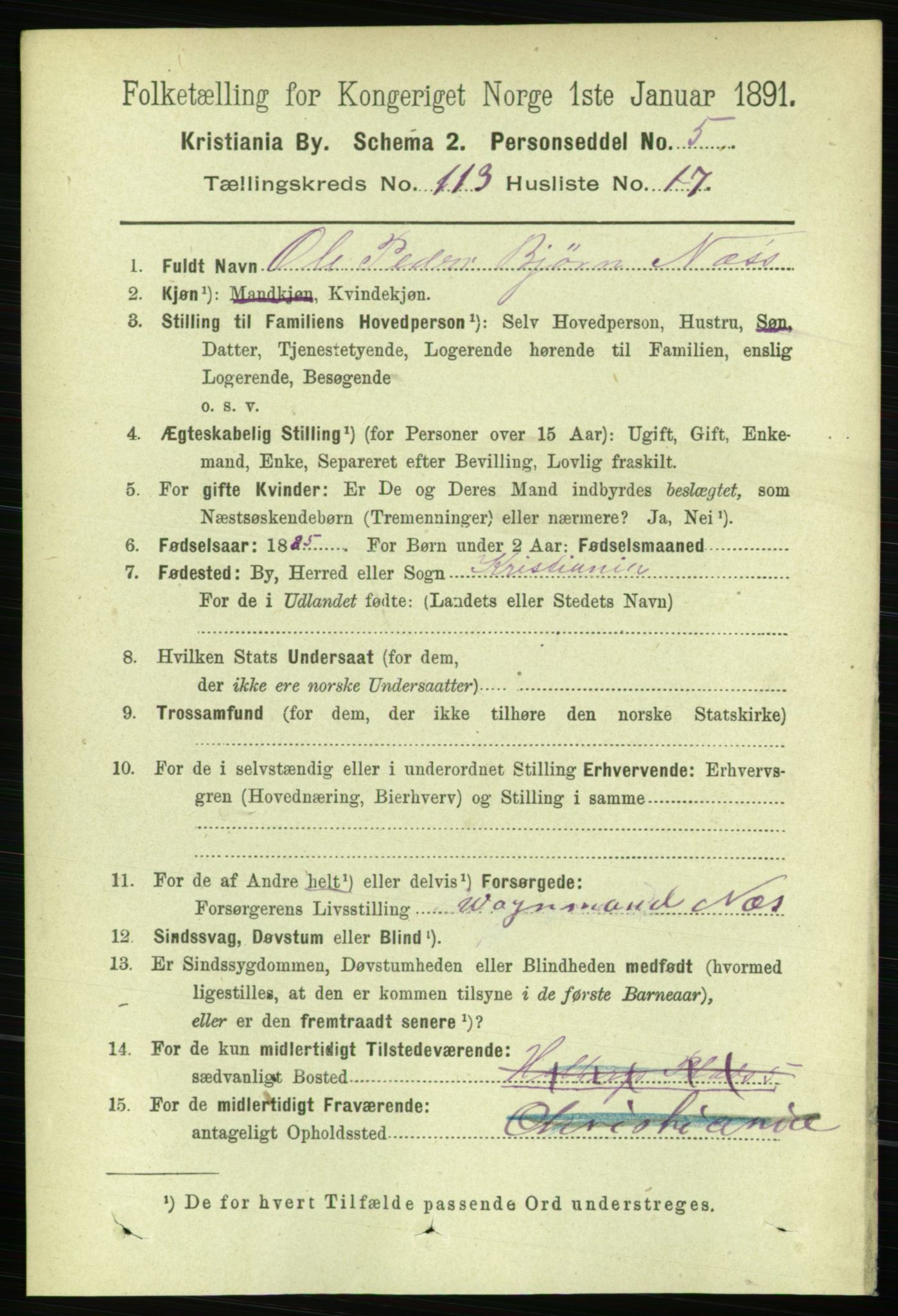 RA, 1891 census for 0301 Kristiania, 1891, p. 60479