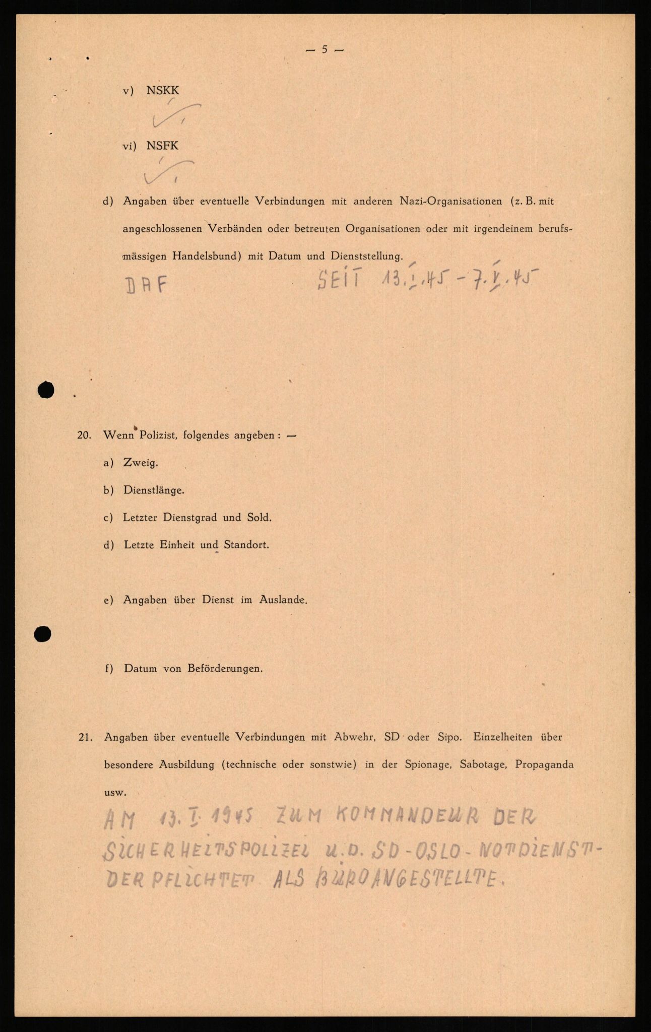 Forsvaret, Forsvarets overkommando II, AV/RA-RAFA-3915/D/Db/L0020: CI Questionaires. Tyske okkupasjonsstyrker i Norge. Tyskere., 1945-1946, p. 283