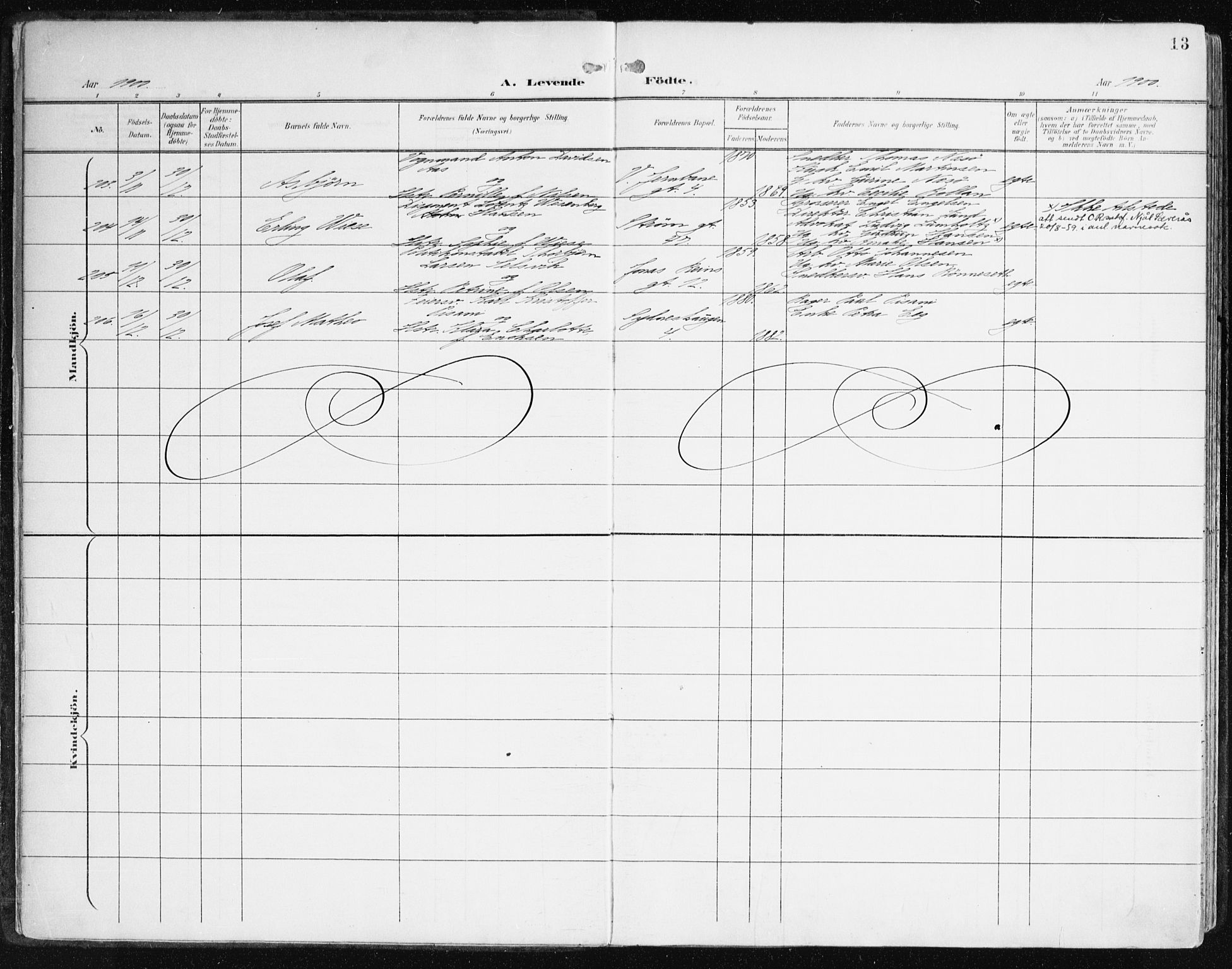 Johanneskirken sokneprestembete, AV/SAB-A-76001/H/Haa/L0002: Parish register (official) no. A 2, 1900-1912, p. 13