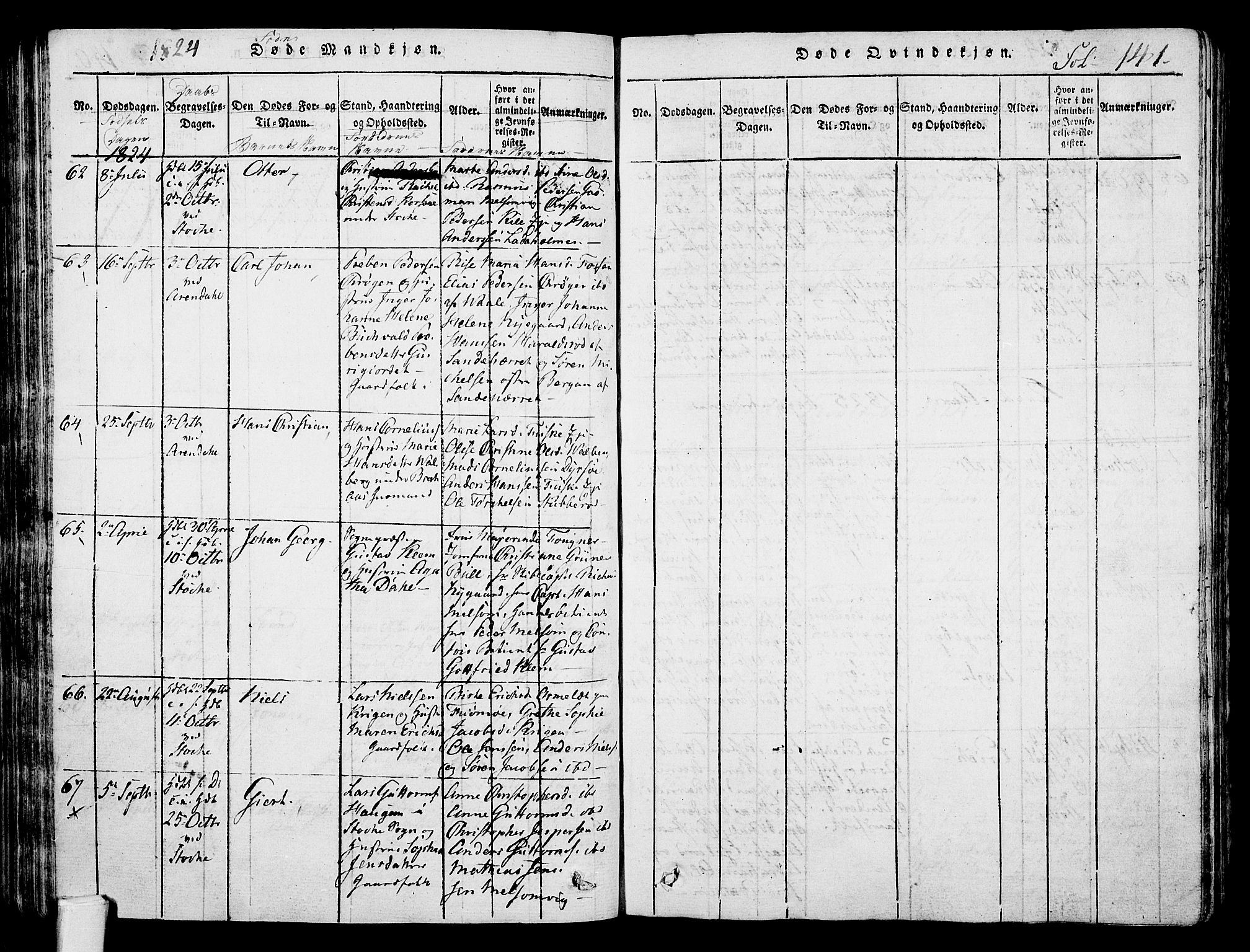 Stokke kirkebøker, AV/SAKO-A-320/F/Fa/L0005: Parish register (official) no. I 5, 1815-1826, p. 141