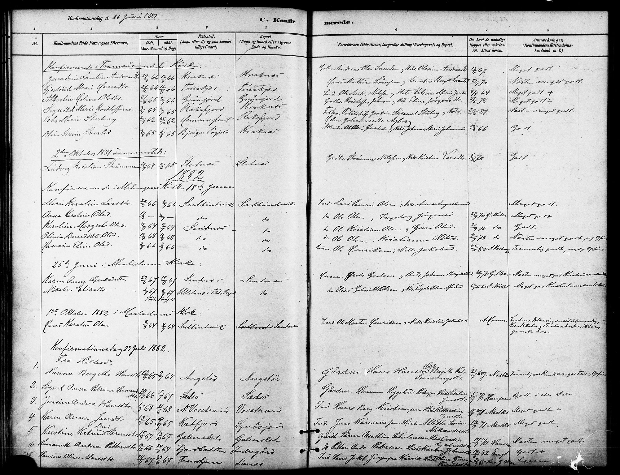 Lenvik sokneprestembete, AV/SATØ-S-1310/H/Ha/Haa/L0011kirke: Parish register (official) no. 11, 1880-1889