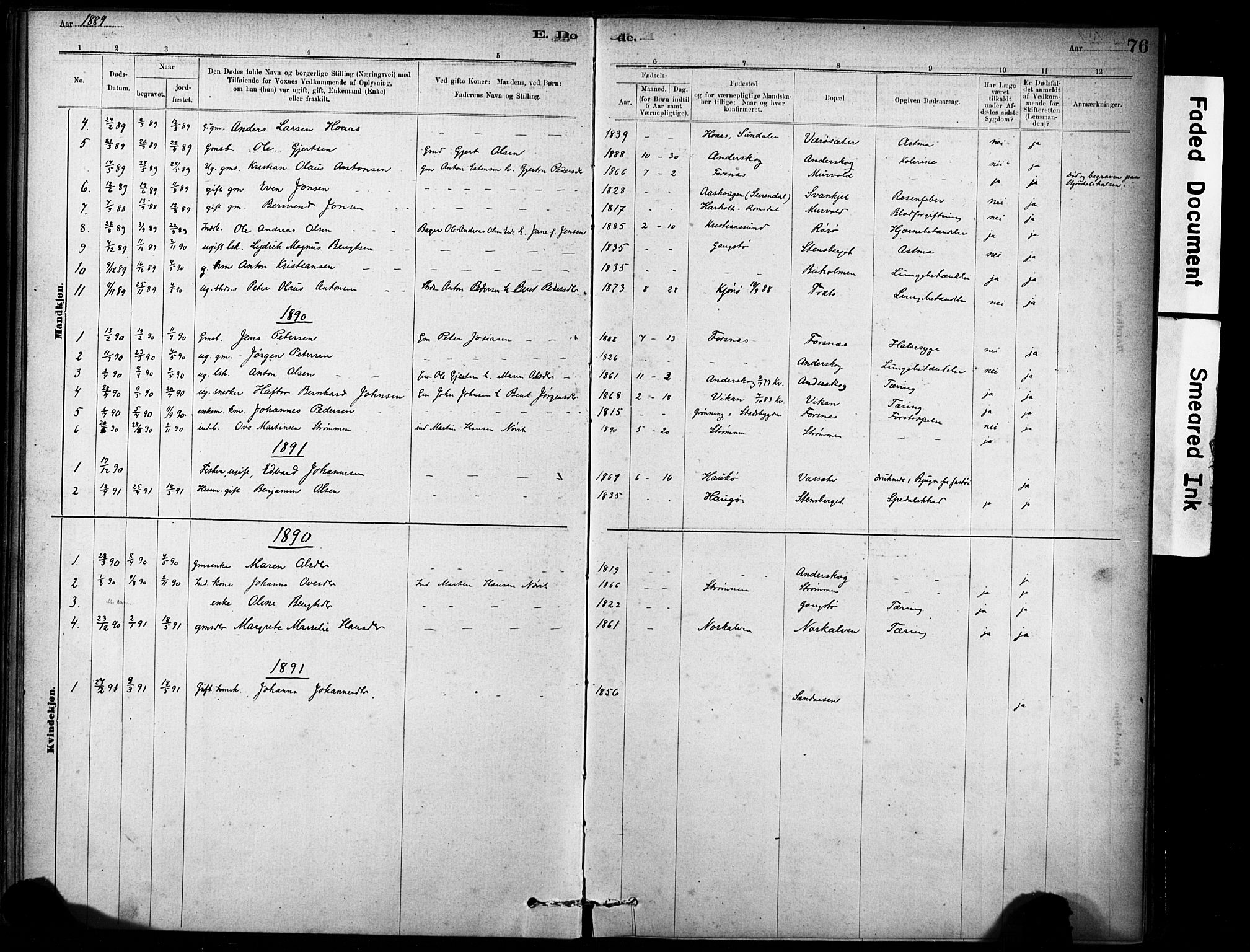 Ministerialprotokoller, klokkerbøker og fødselsregistre - Sør-Trøndelag, SAT/A-1456/635/L0551: Parish register (official) no. 635A01, 1882-1899, p. 76