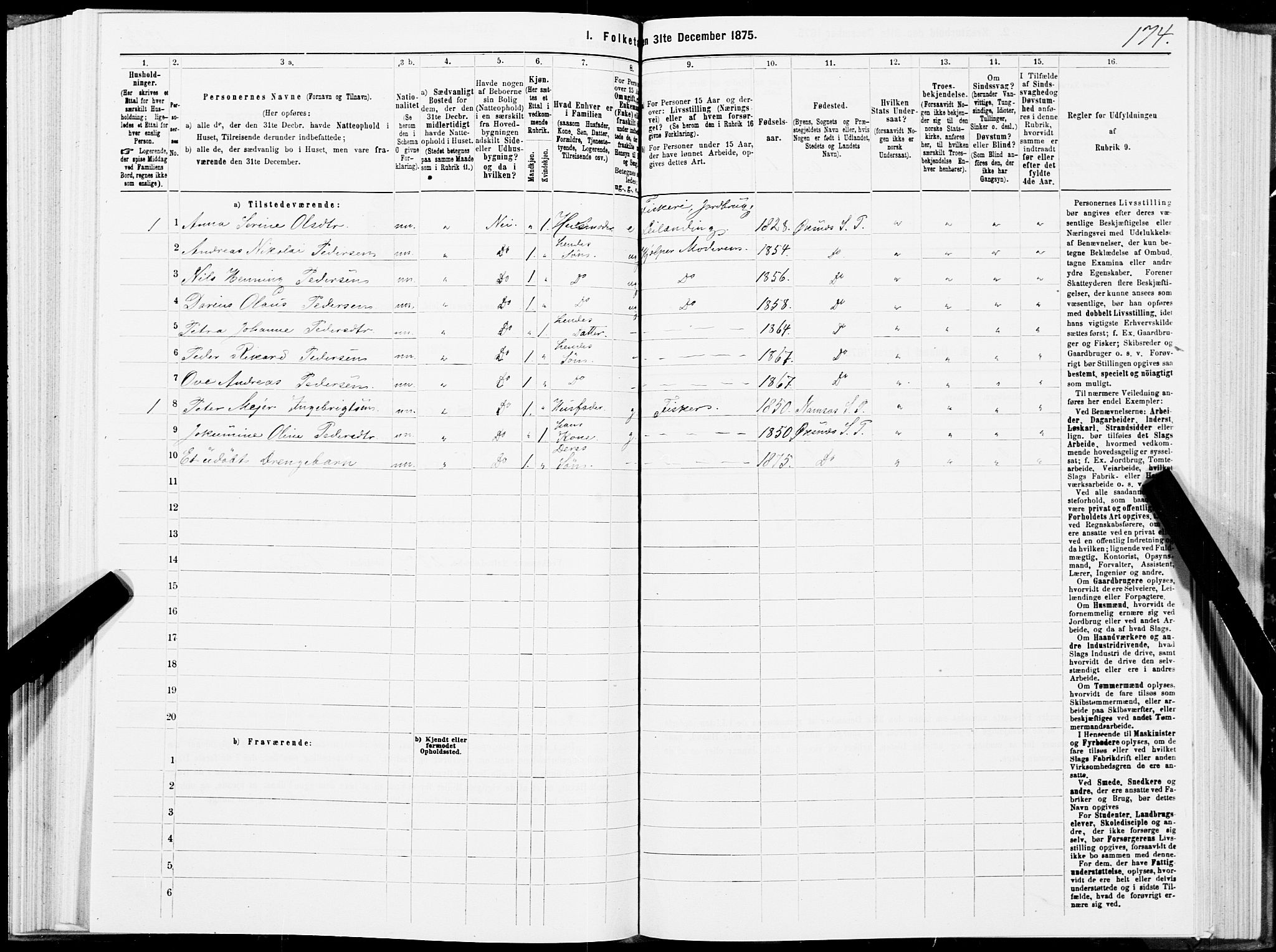 SAT, 1875 census for 1868P Øksnes, 1875, p. 2174