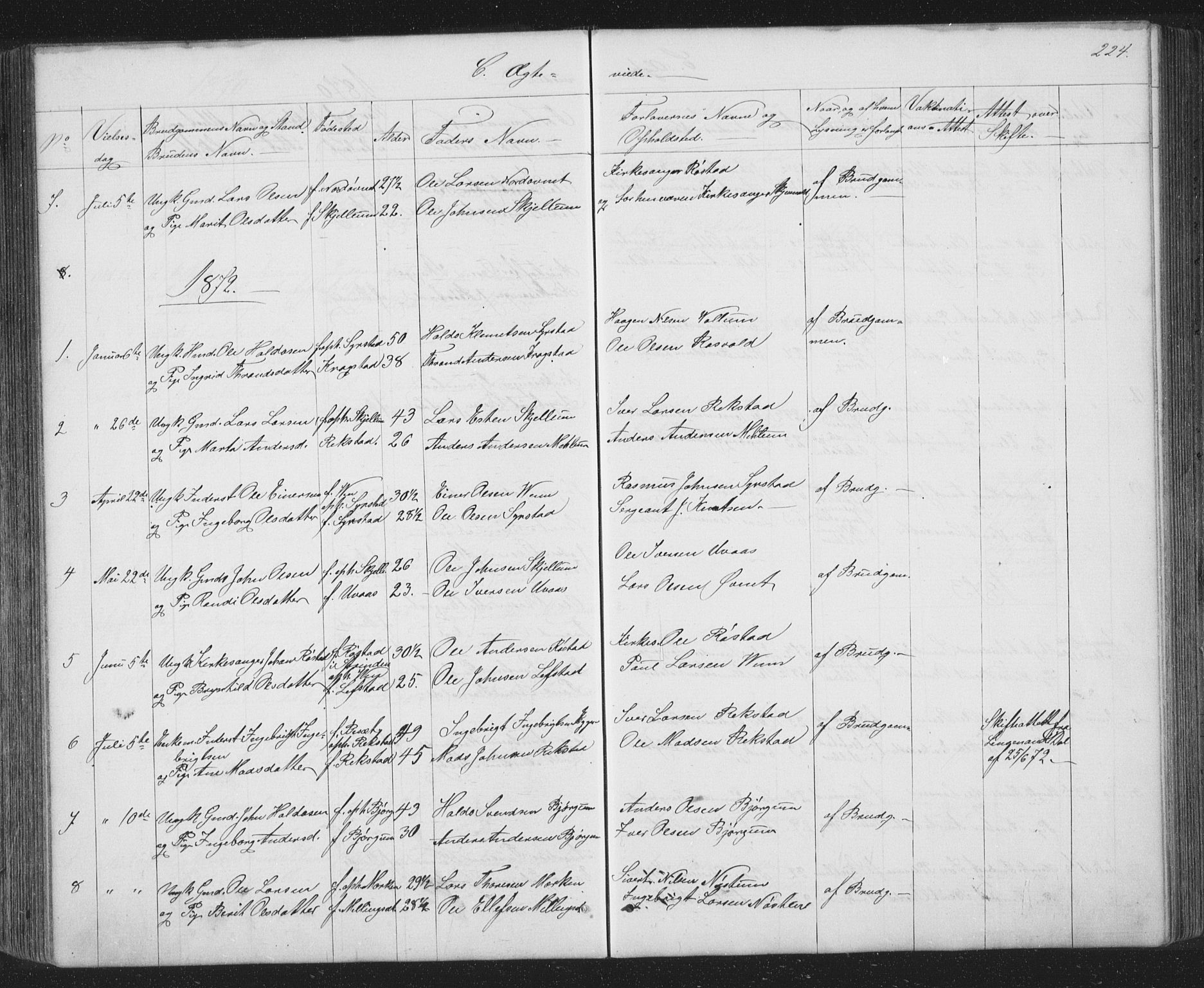 Ministerialprotokoller, klokkerbøker og fødselsregistre - Sør-Trøndelag, SAT/A-1456/667/L0798: Parish register (copy) no. 667C03, 1867-1929, p. 224