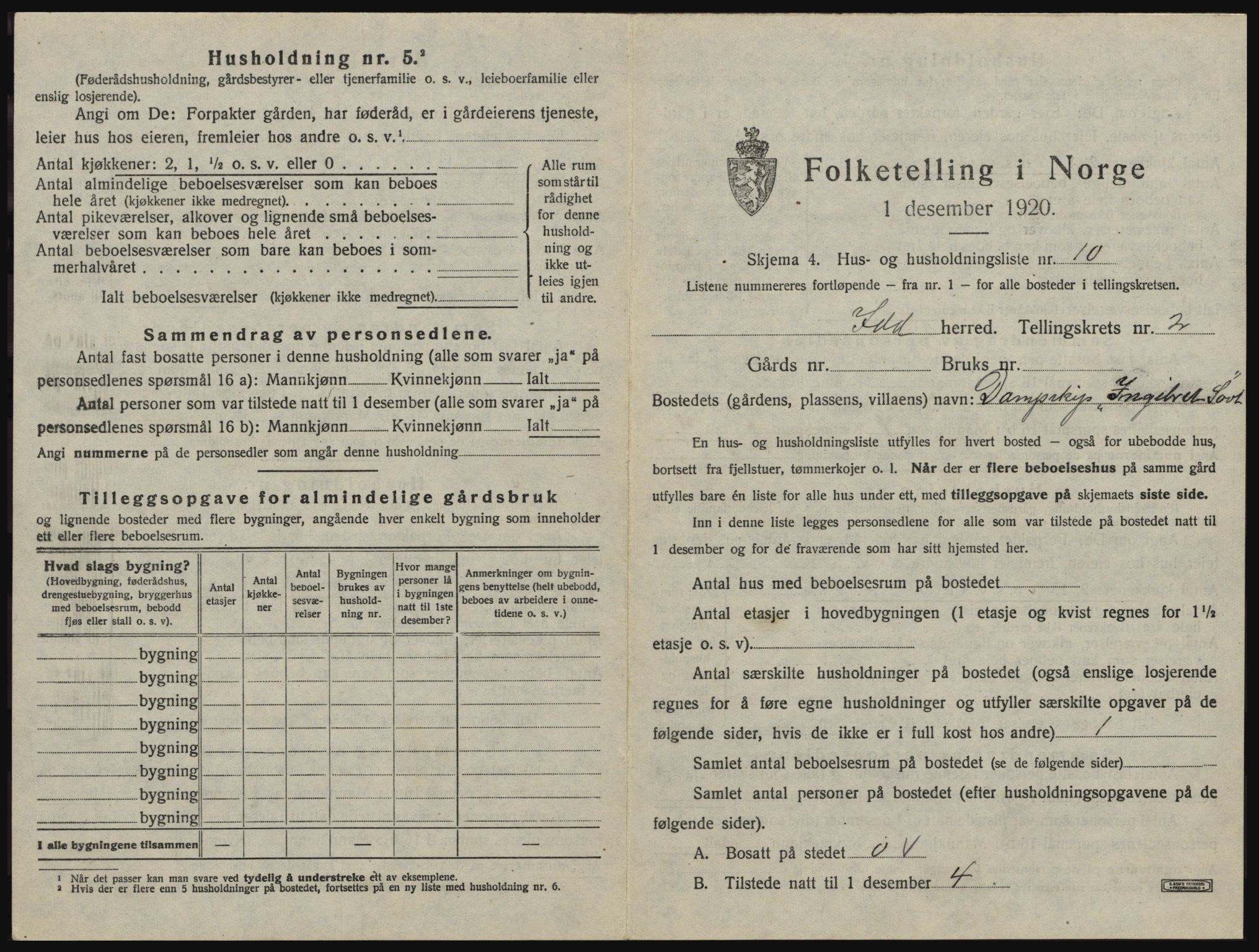 SAO, 1920 census for Idd, 1920, p. 136