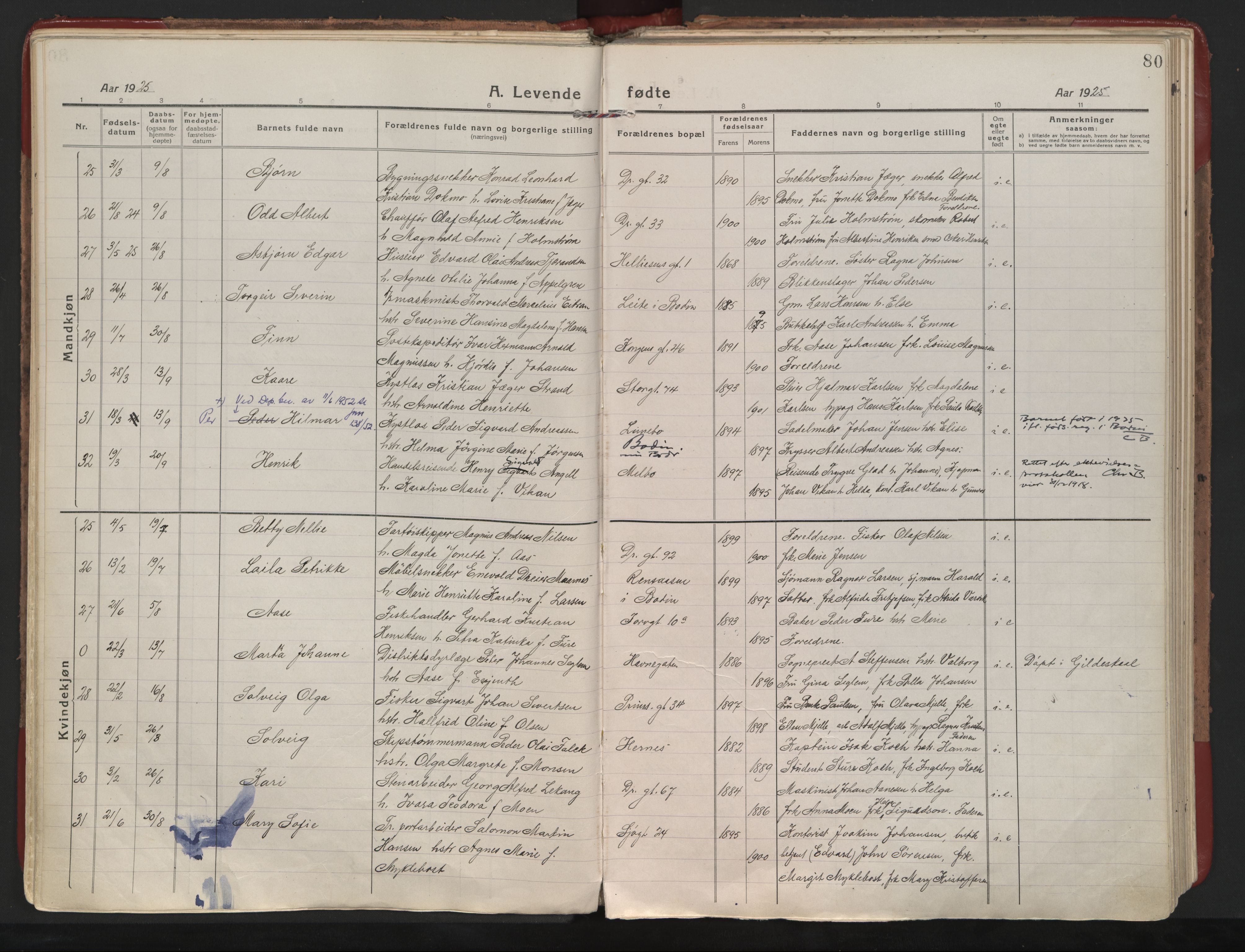 Ministerialprotokoller, klokkerbøker og fødselsregistre - Nordland, AV/SAT-A-1459/801/L0017: Parish register (official) no. 801A17, 1917-1930, p. 80