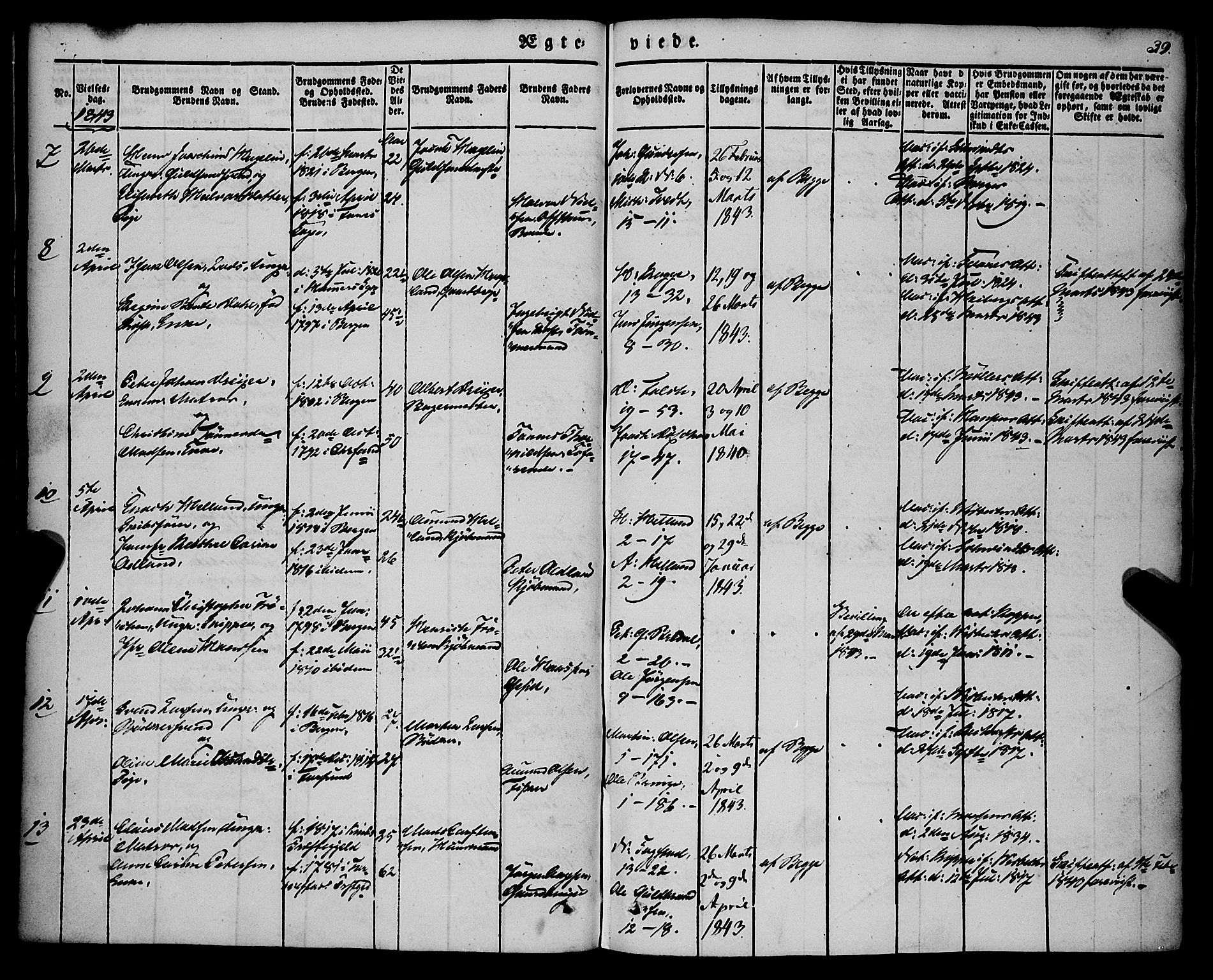 Nykirken Sokneprestembete, SAB/A-77101/H/Haa/L0031: Parish register (official) no. D 1, 1834-1861, p. 39