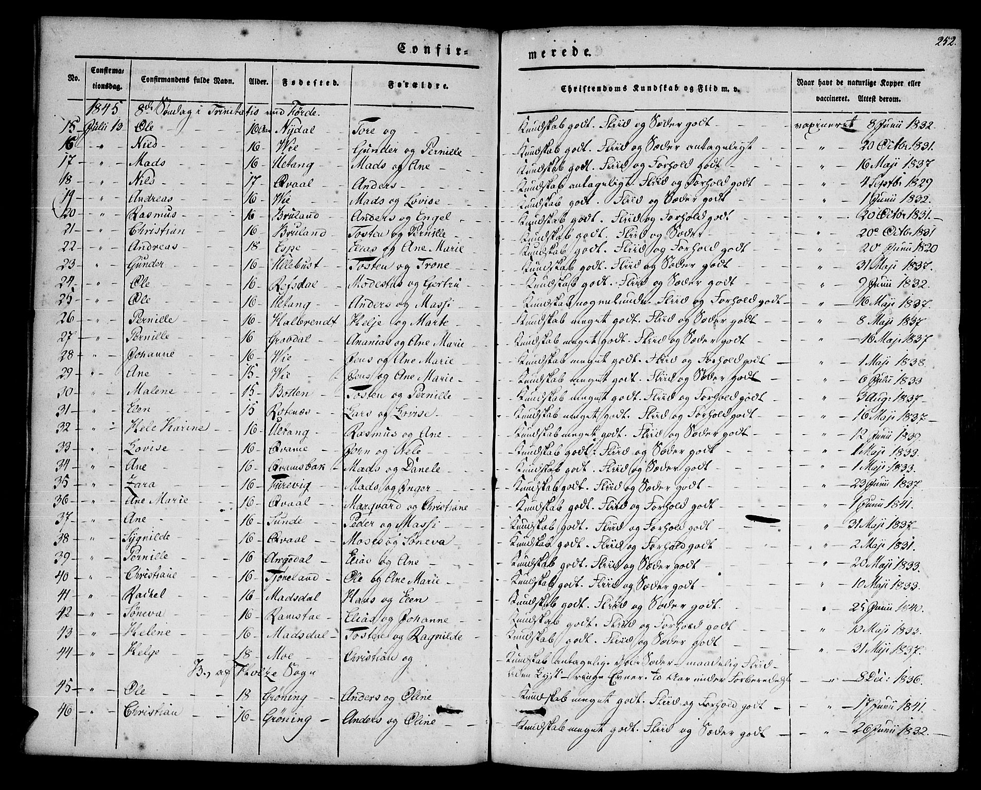 Førde sokneprestembete, SAB/A-79901/H/Haa/Haaa/L0007: Parish register (official) no. A 7, 1843-1860, p. 252